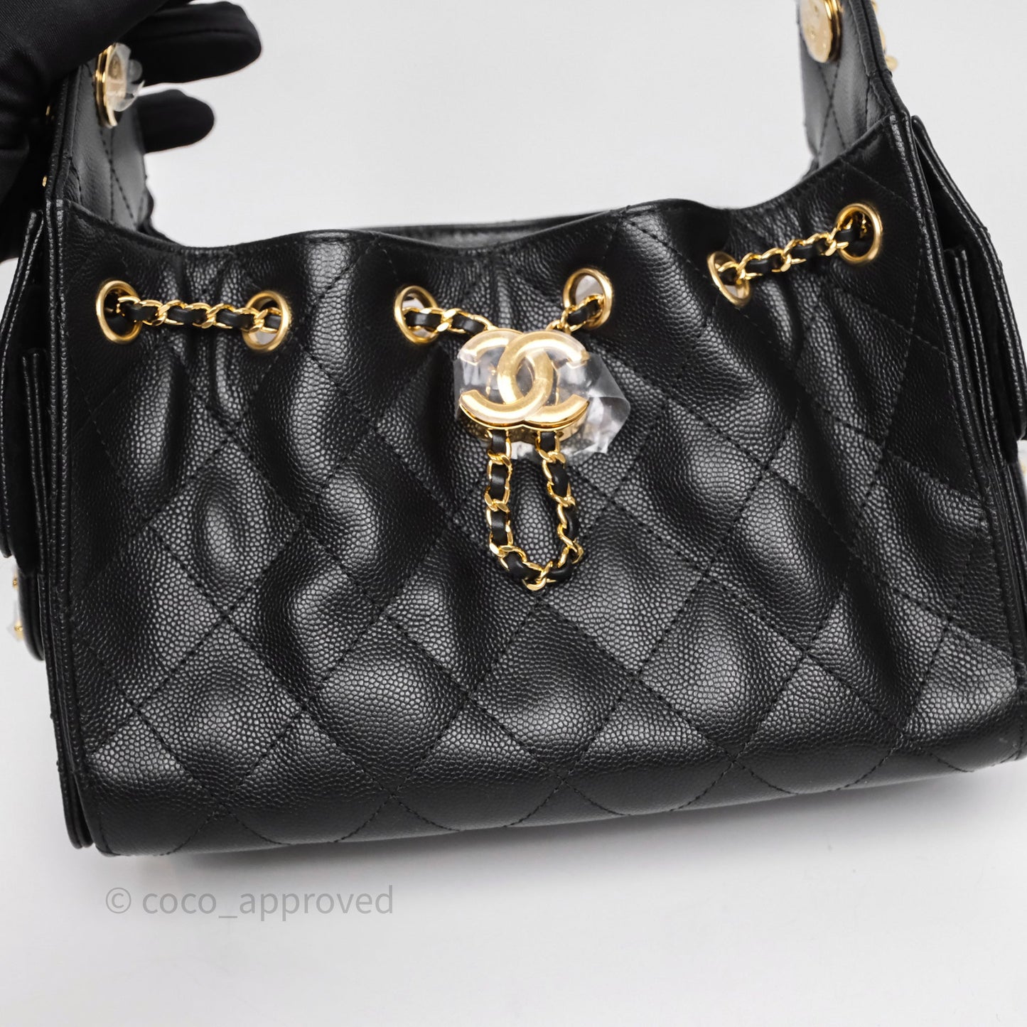 Chanel 25 Mini Bag Black Caviar Gold Hardware