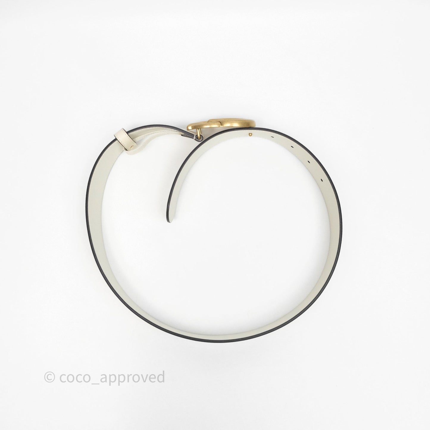 Gucci Double GG 20mm Belt 75 30 White Calfskin