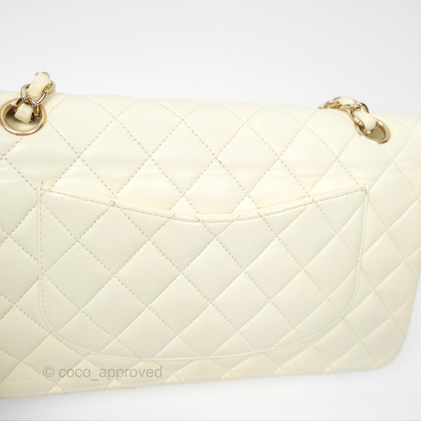 Chanel Medium Classic Flap Quilted Pale Yellow Lambskin Gold Hardware