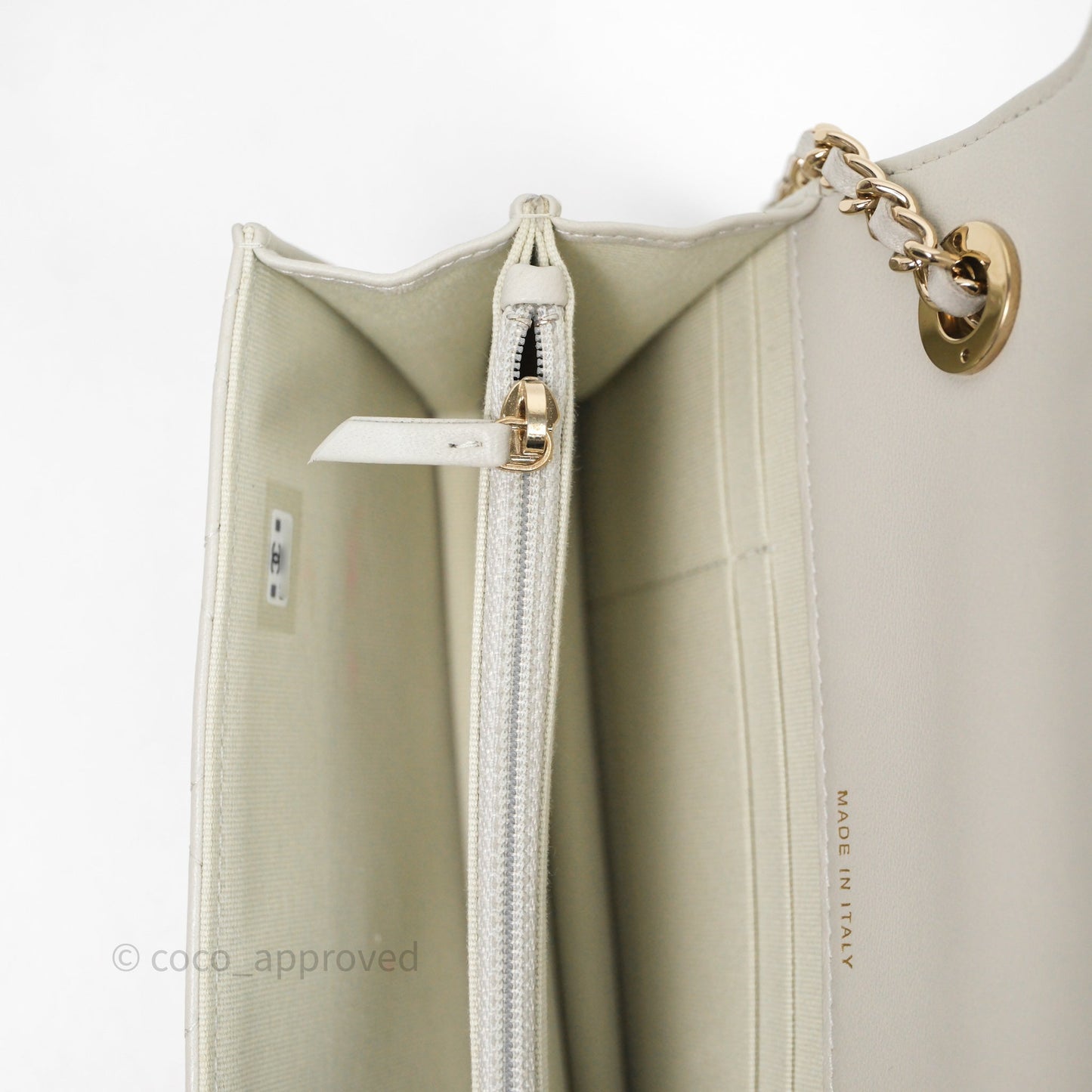 Chanel Trendy CC Wallet On Chain WOC Light Grey Lambskin Gold Hardware N