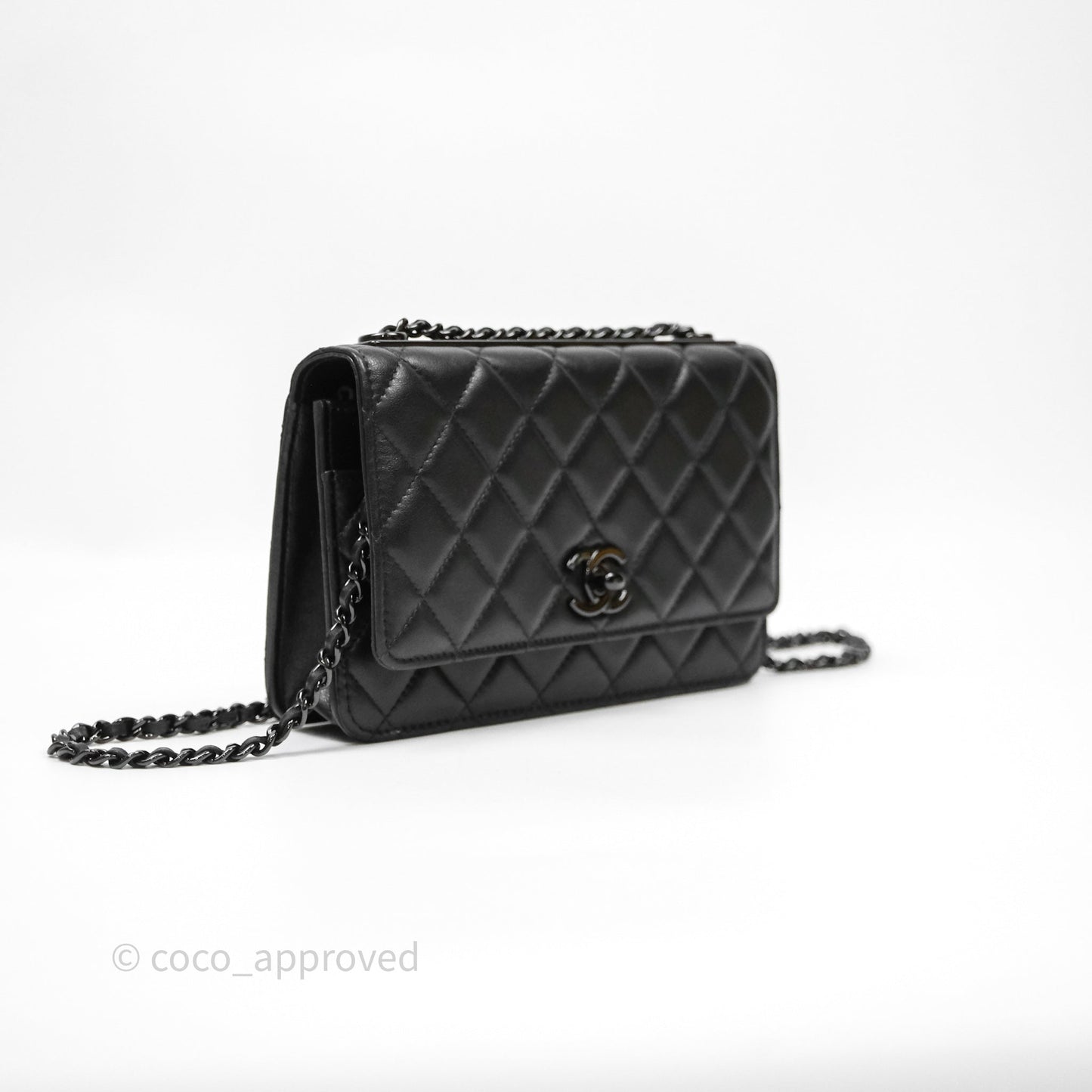 Chanel Quilted Trendy CC WOC Wallet On Chain So Black Lambskin