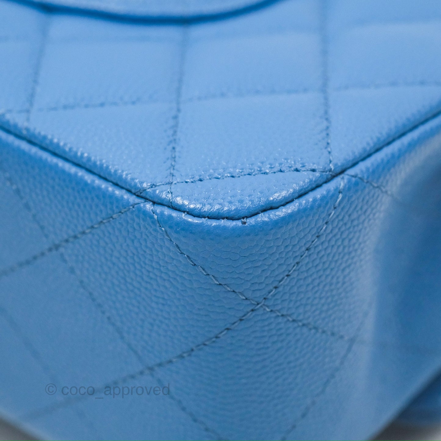 Chanel Classic M/L Medium Flap Quilted Blue Caviar Gold Hardware