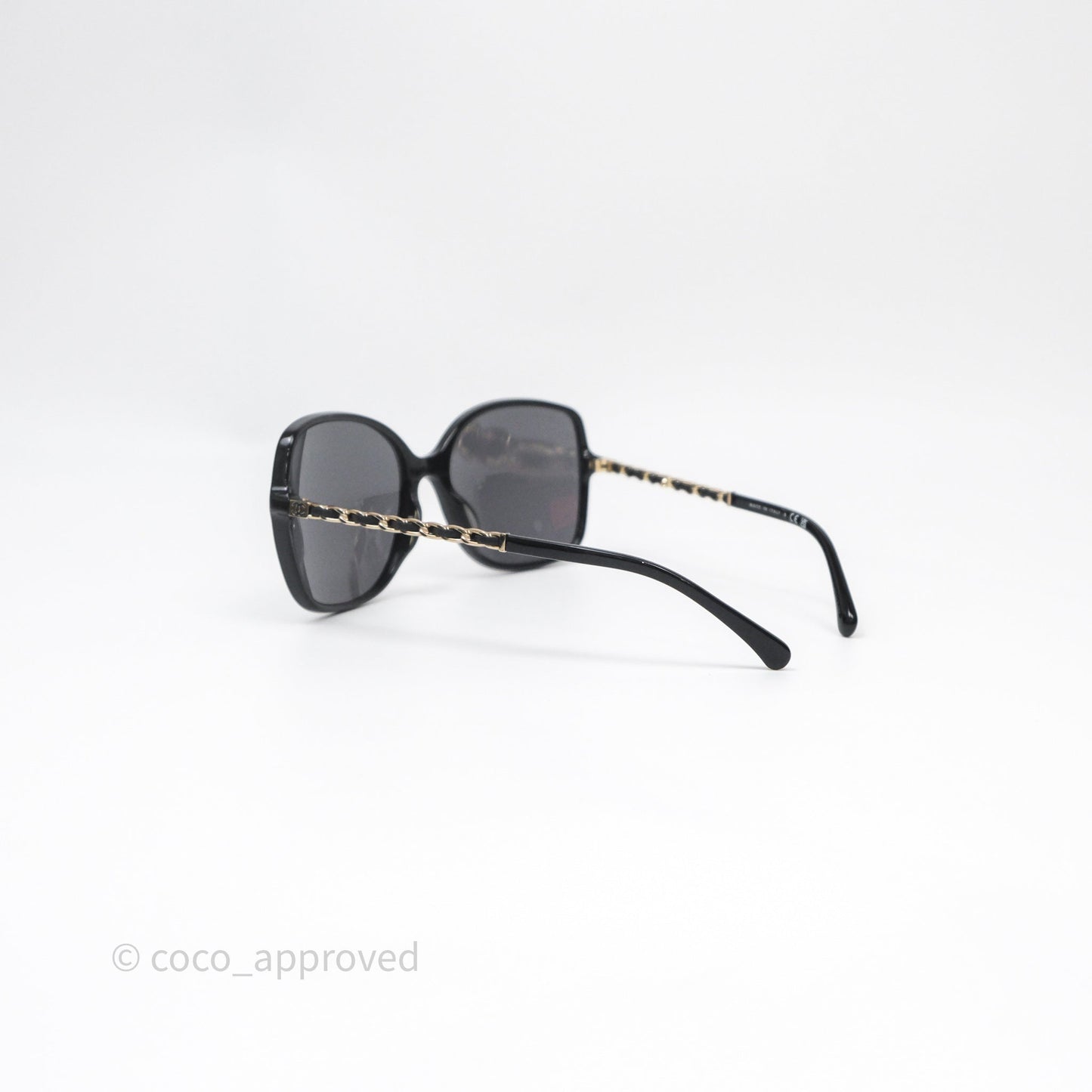 Chanel CC Chain-Link Square Sunglasses Black