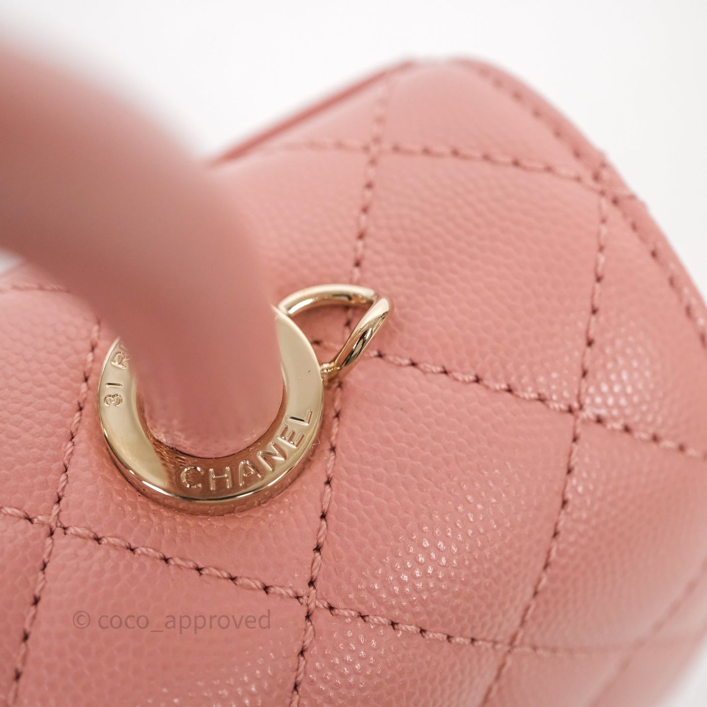 Chanel Small Coco Handle Quilted Pink Caviar Gold Hardware