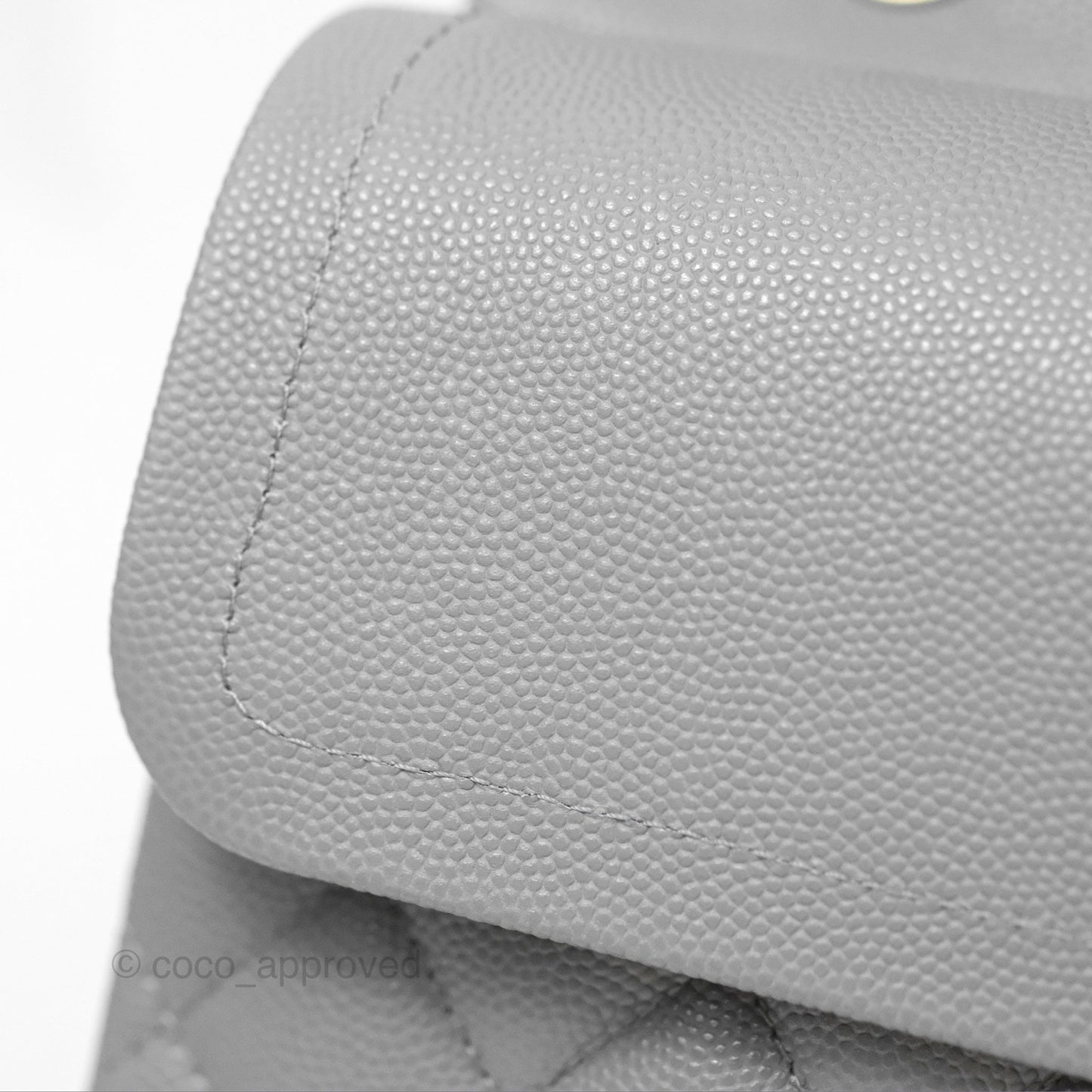 Chanel Small Classic Quilted Flap Grey Caviar Gold Hardware