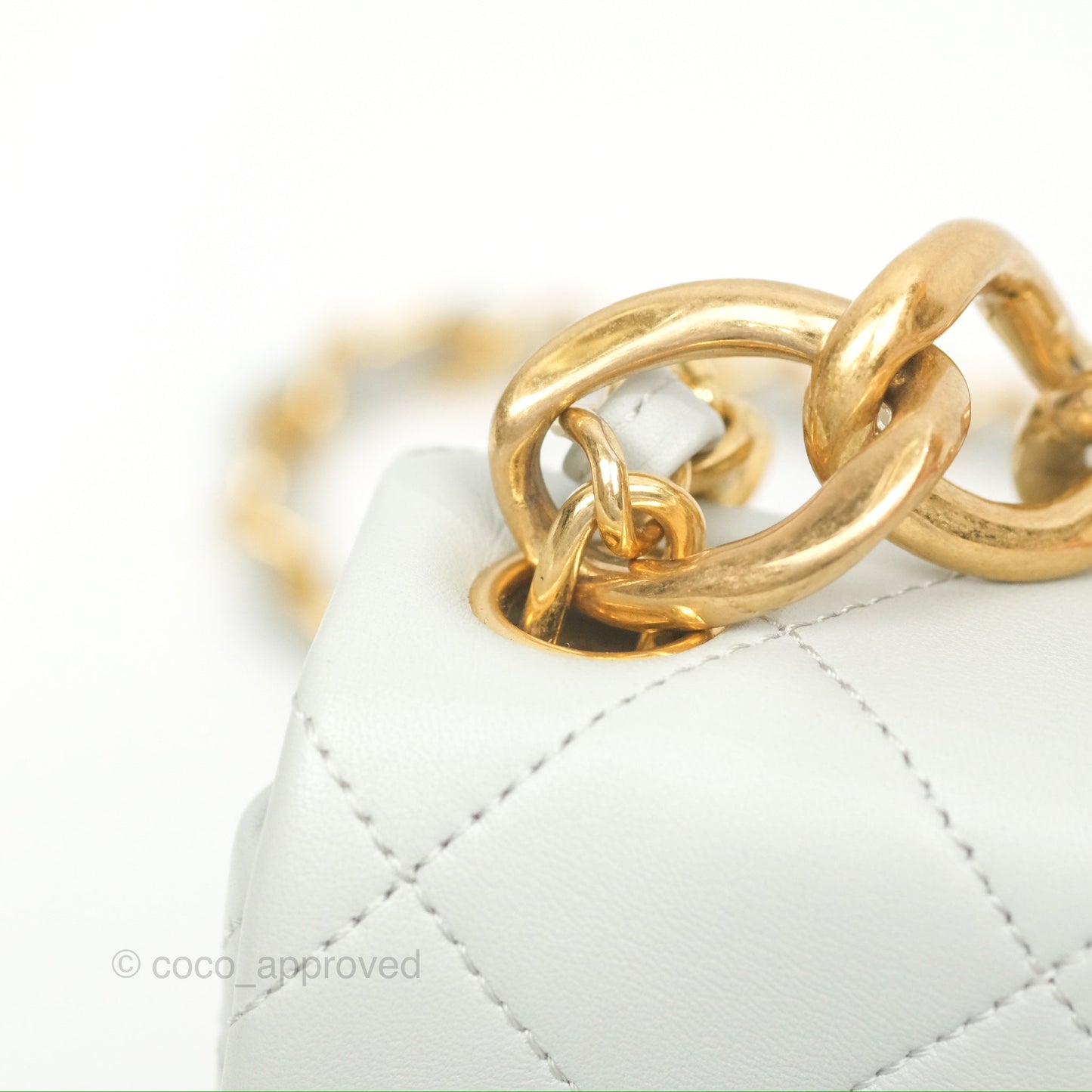 Chanel Chain Handle Flap Light Grey Calfskin Aged Gold Hardware