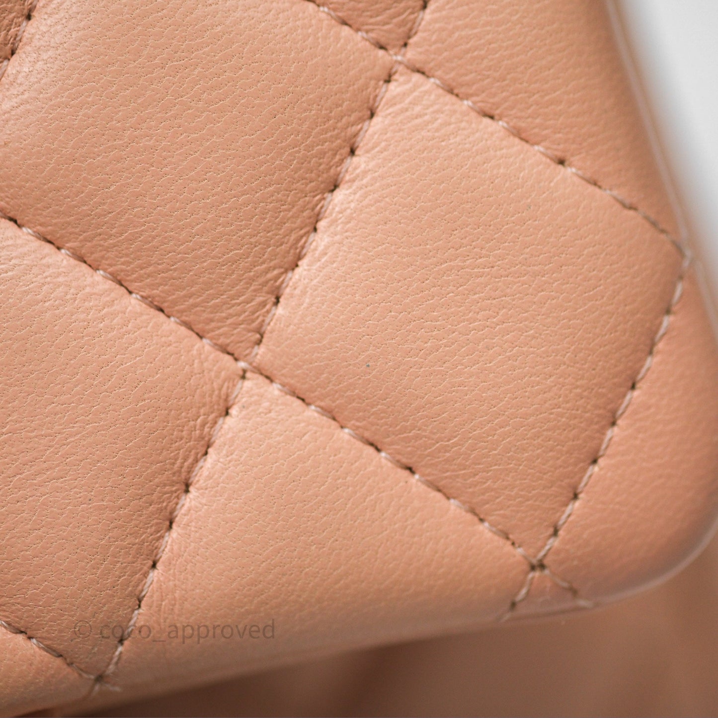 Chanel Mini Square Flap Quilted Beige Pink Lambskin Gold Hardware