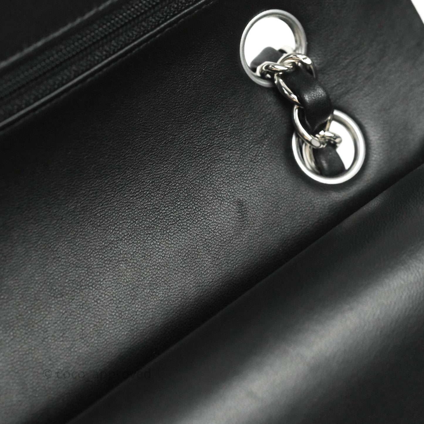 Chanel Classic M/L Medium Double Flap Black Lambskin Silver Hardware