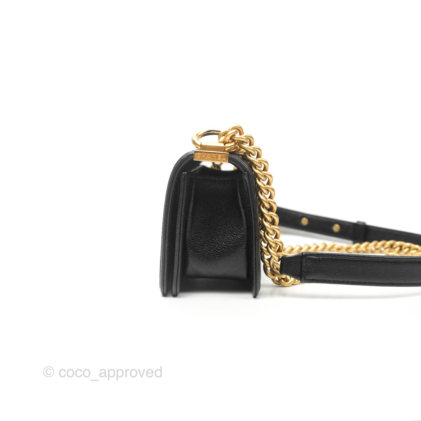 Chanel Mini Boy Black Caviar Aged Gold Hardware