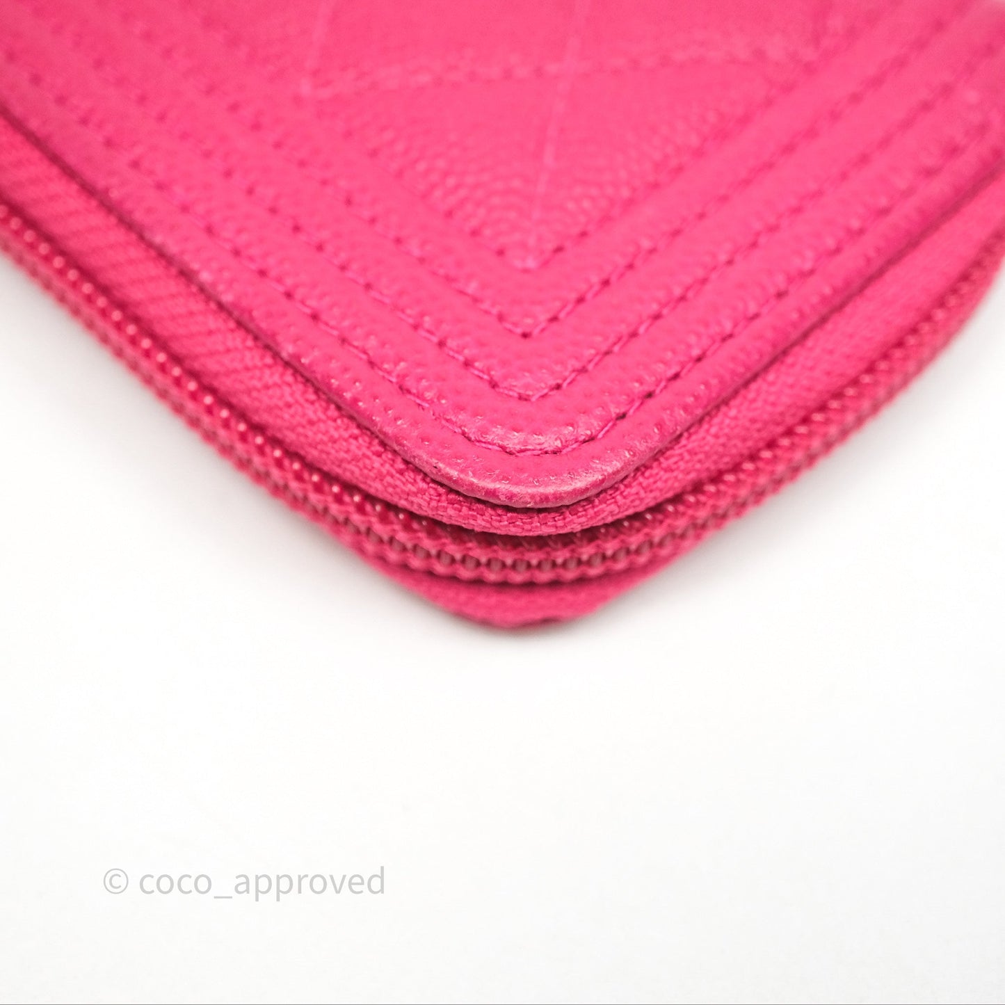 Chanel Boy Zipped Coin Purse Hot Pink Caviar Gold Hardware