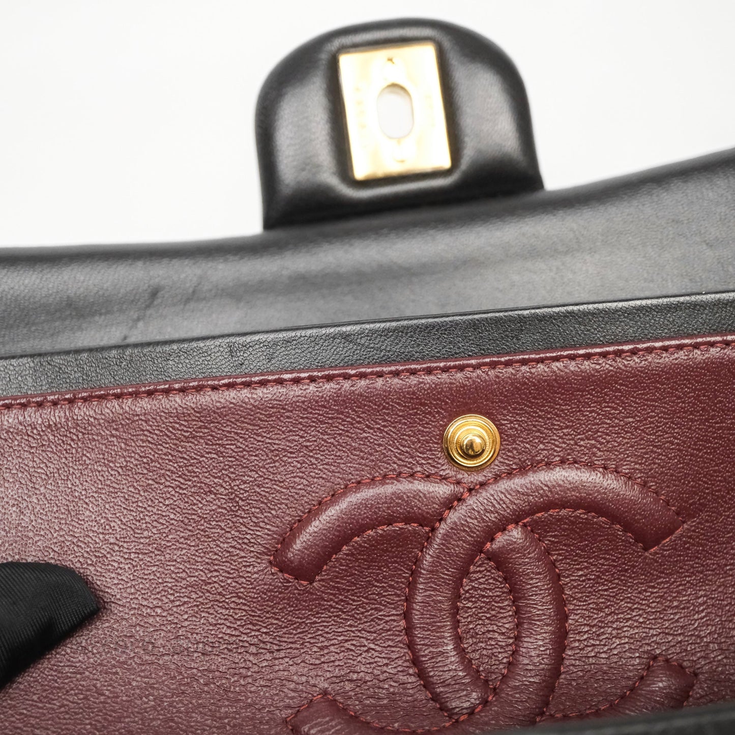 Chanel Classic M/L Medium Flap Quilted Black Lambskin Gold Hardware