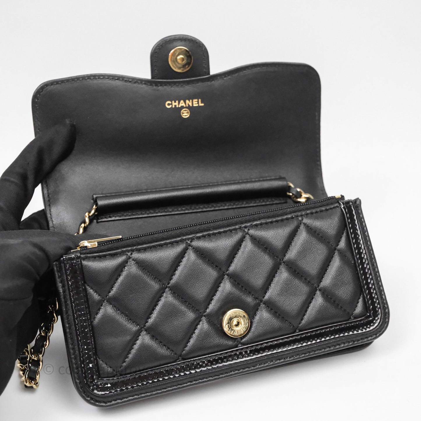 Chanel Mini Flap Bag Black Lambskin Gold Hardware