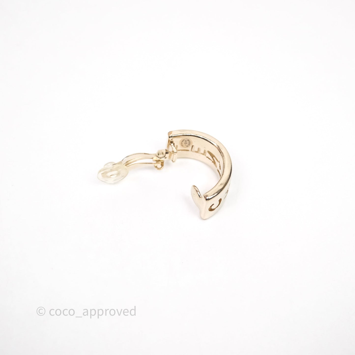 Chanel Logo Hoop Ear Clips Gold Tone 20P