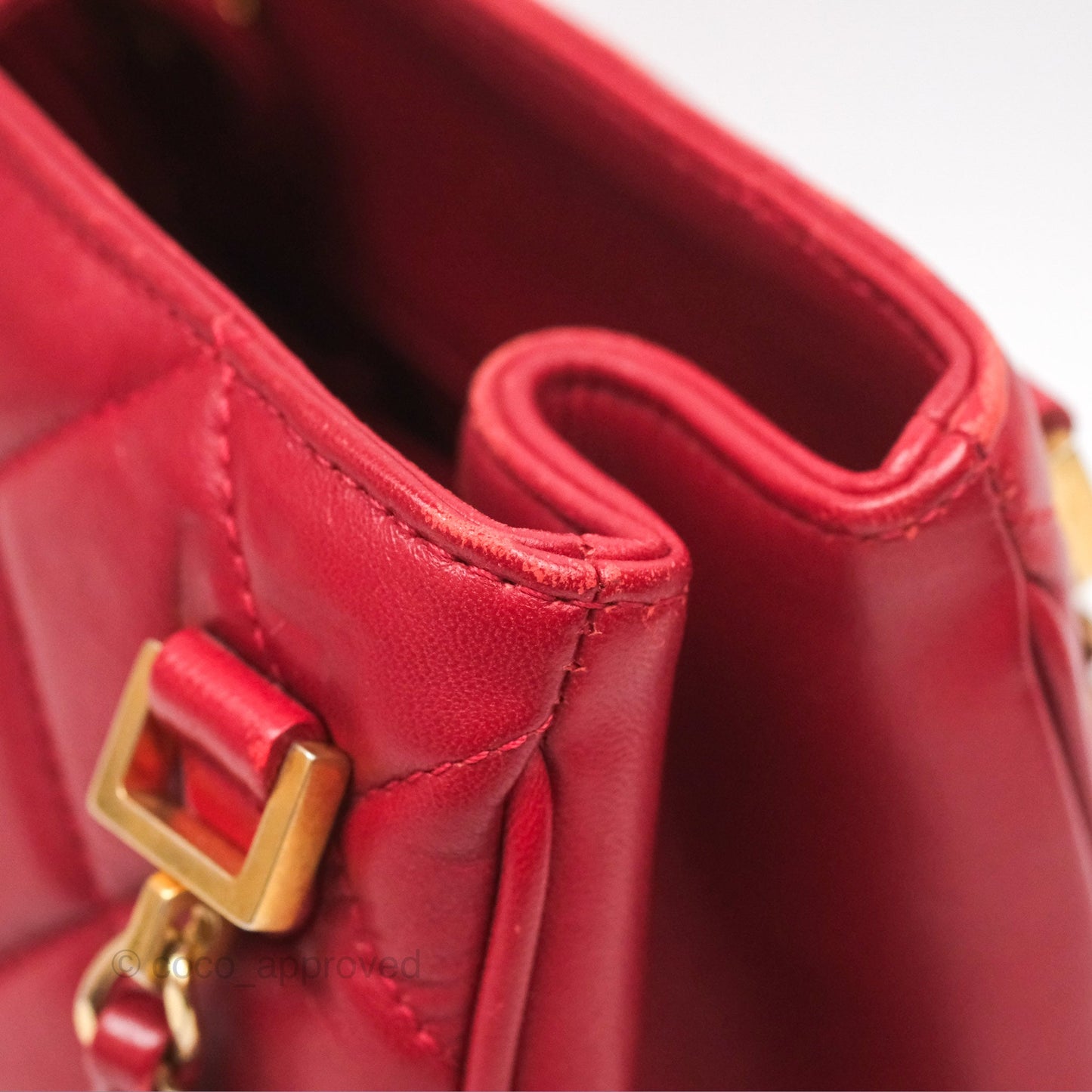 Chanel Tote Bag Red Lambskin Aged Gold Hardware