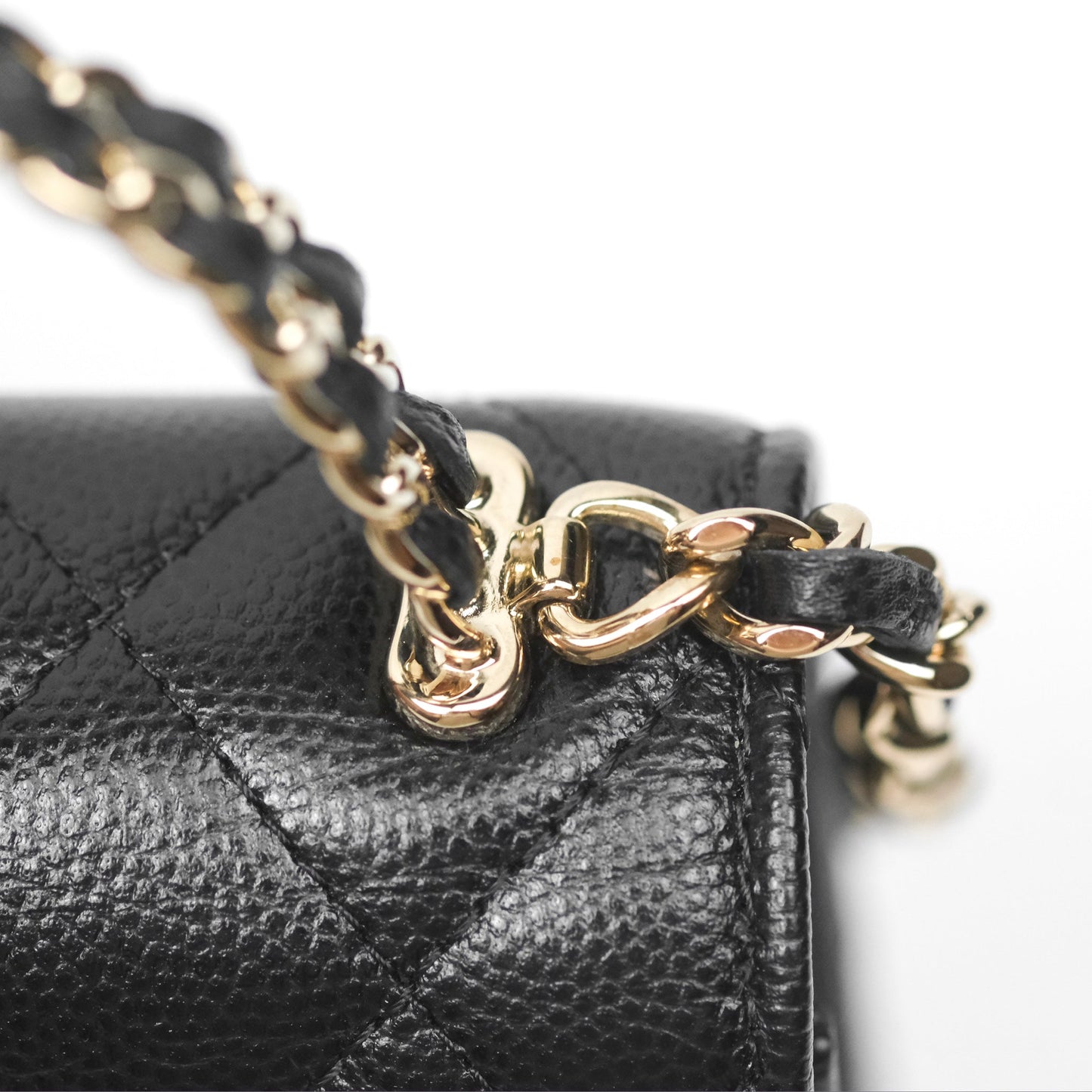 Chanel Kelly Clutch With Chain Black Caviar Gold Hardware