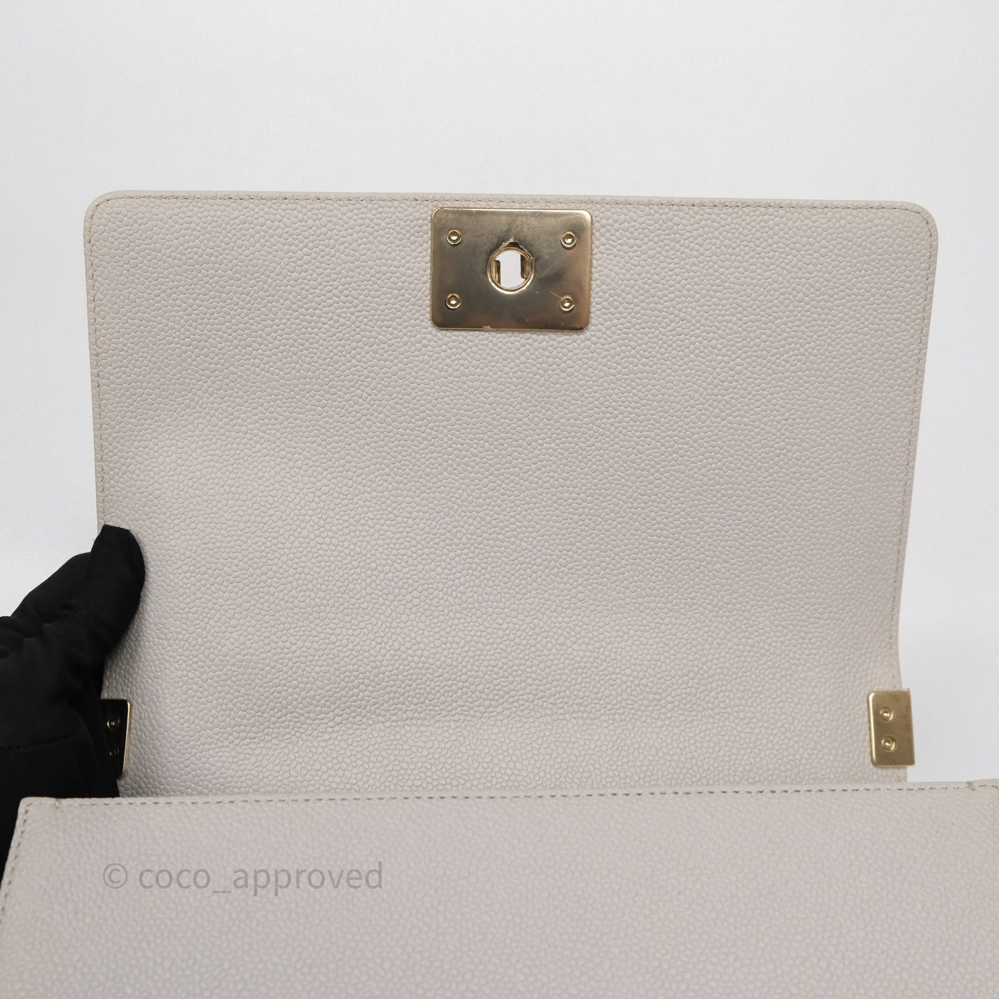 Chanel Medium Boy Quilted Grey Caviar Gold Hardware
