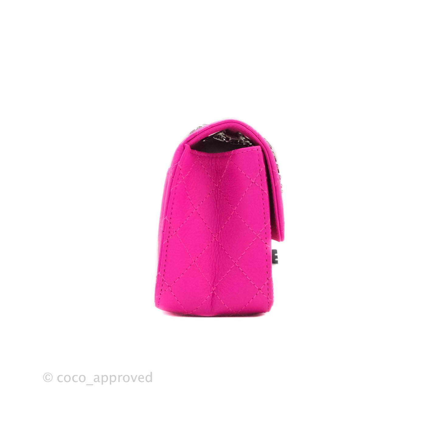 Chanel Mini Reissue 224 Fuchsia Neon Pink Goatskin Silver Hardware