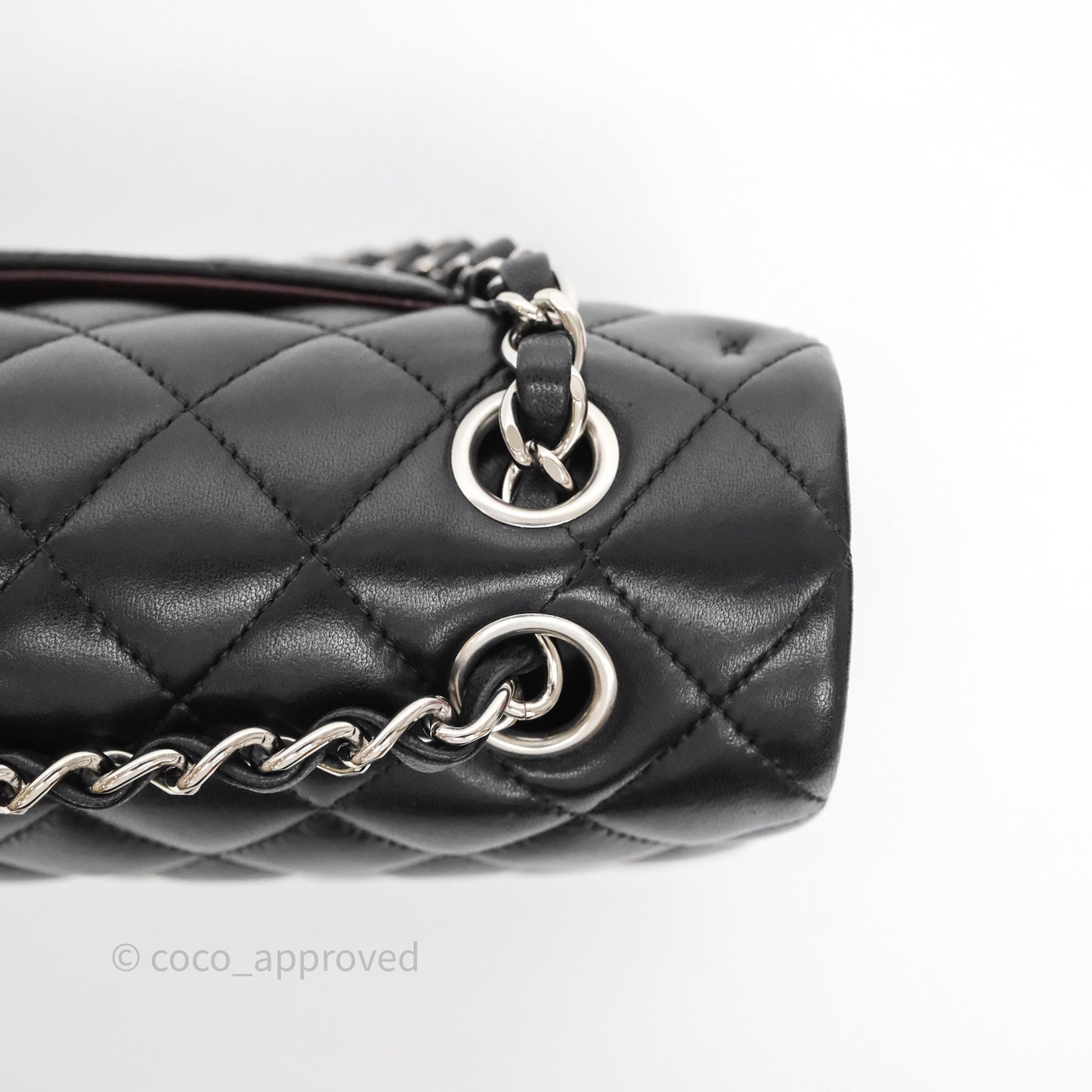 Chanel Classic M/L Medium Flap Quilted Black Lambskin Silver Hardware