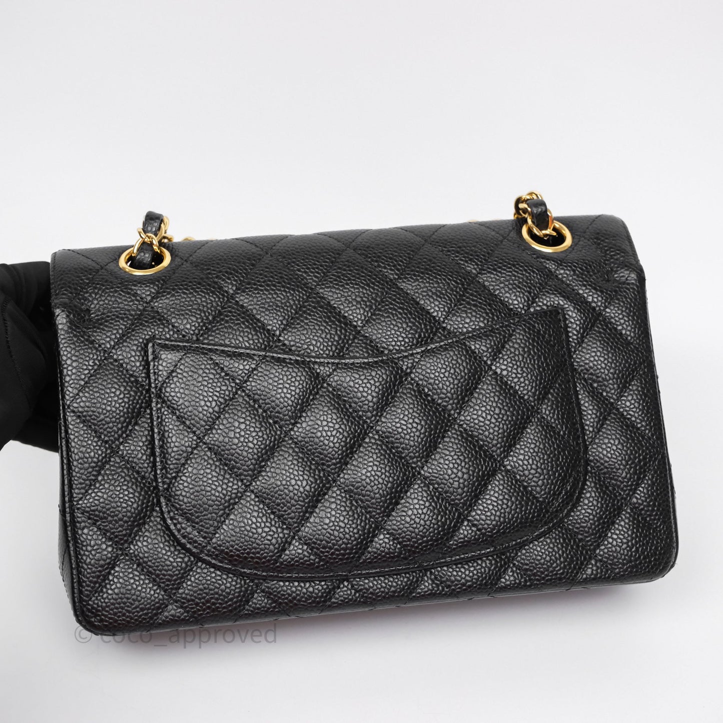 Chanel Small Classic Flap Quilted Black Caviar Gold Hardware