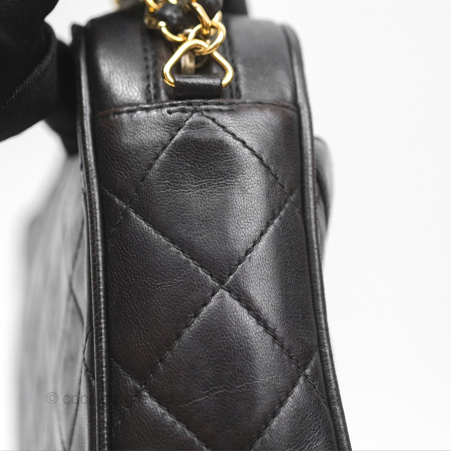 Chanel Vintage Small Camera Bag Black Lambskin Gold Hardware