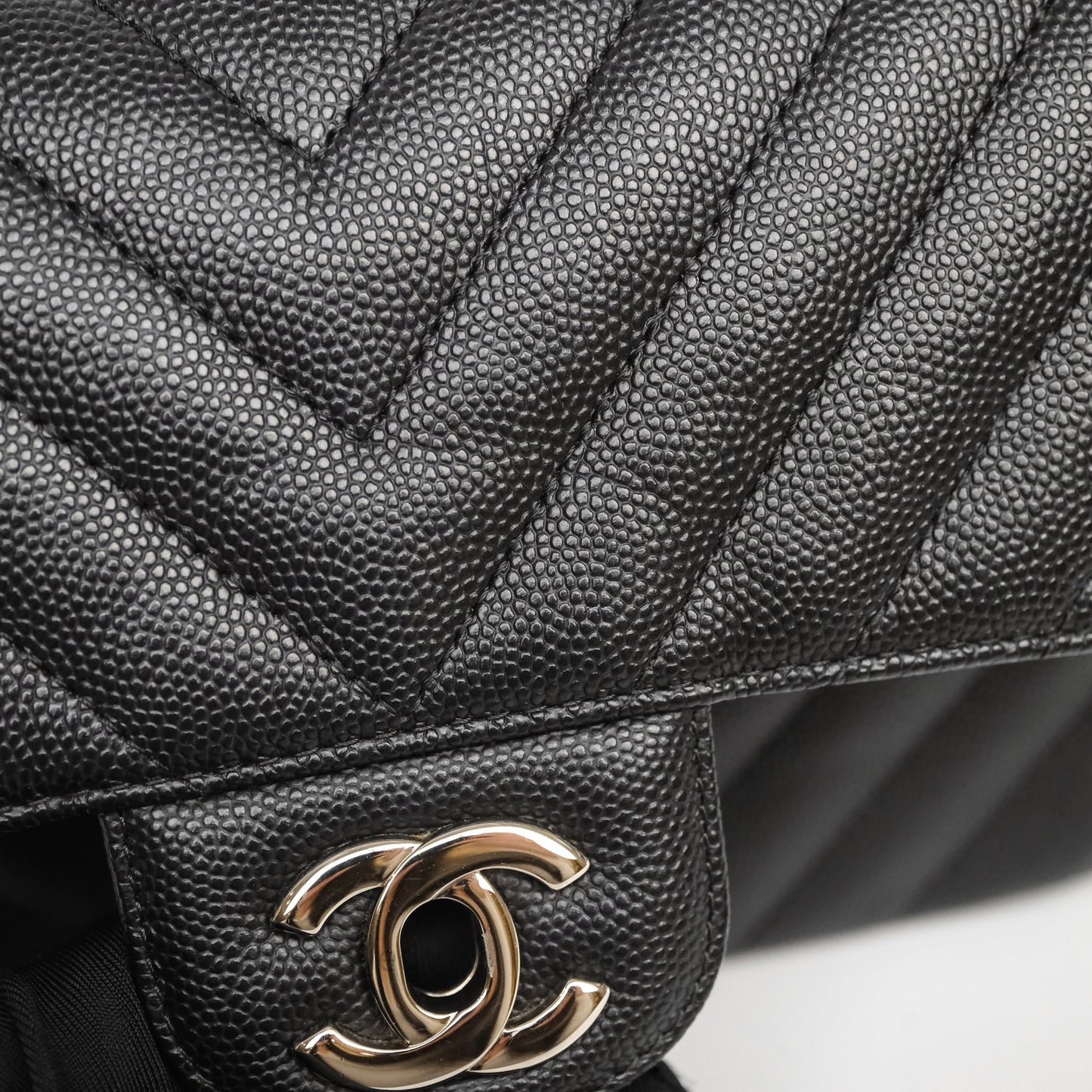 Chanel Mini Rectangular Flap Chevron Black Caviar Silver Hardware