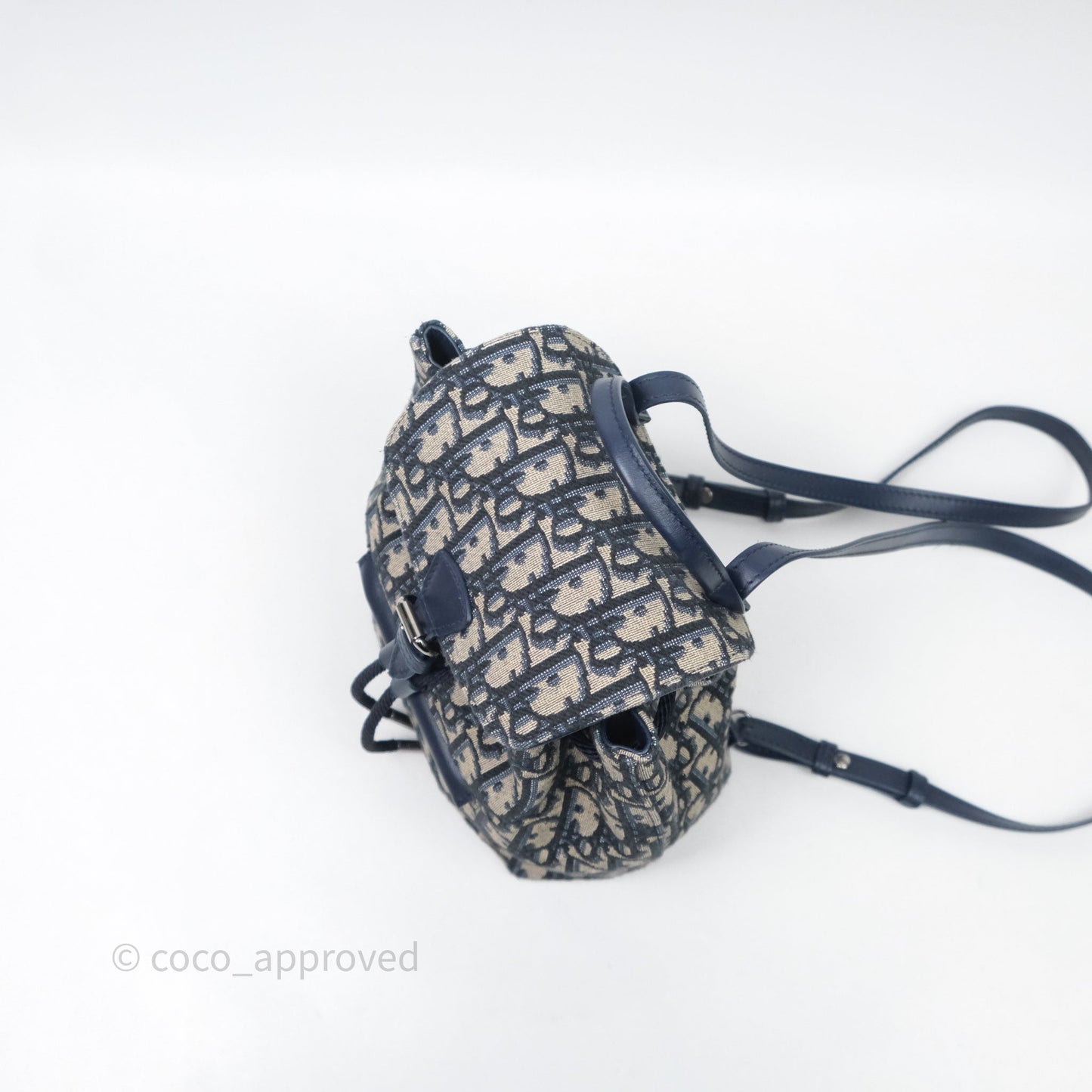 Christian Dior Mini Backpack Oblique Jacquard Beige and Blue