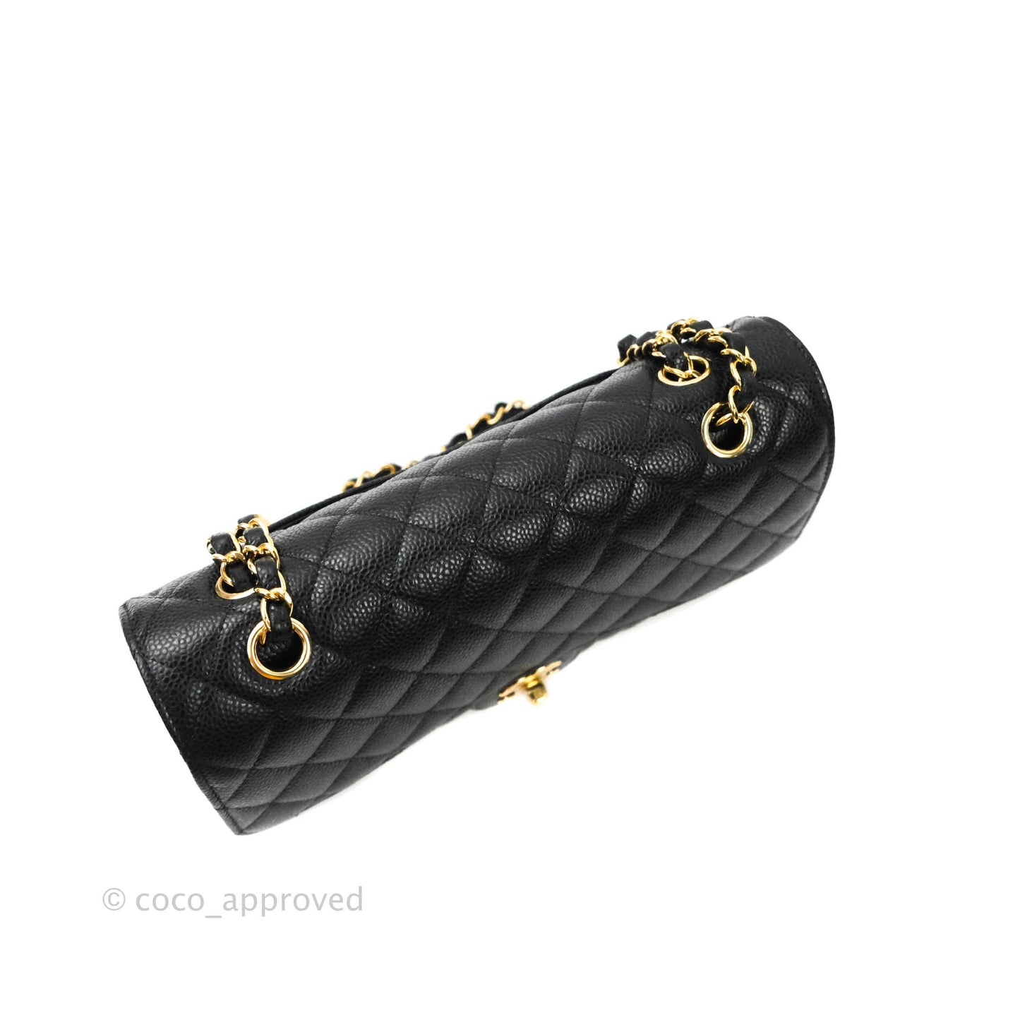 Chanel Classic M/L Medium Double Flap Bag Black Caviar Gold Hardware