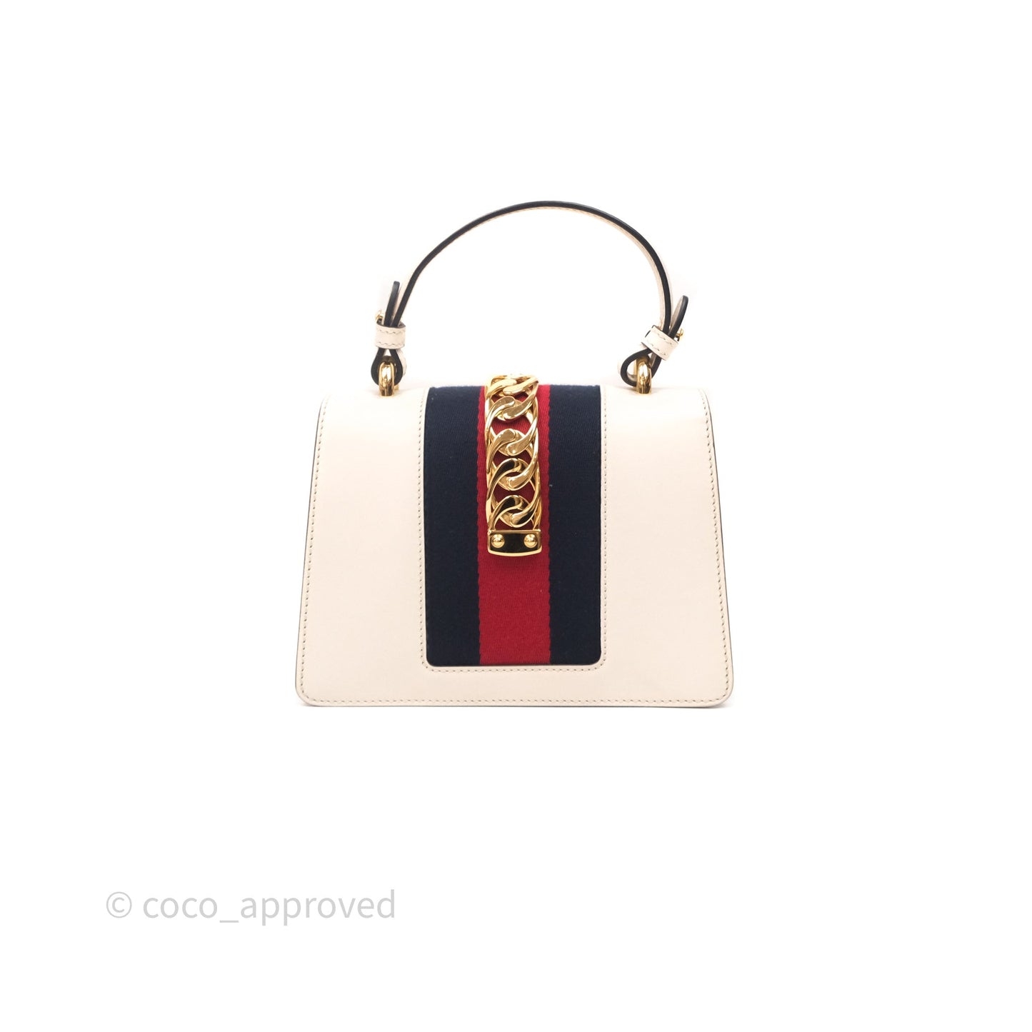 Gucci Mini Sylvie Top Handle White Calfskin Shoulder Bag⁣ ⁣⁣⁣⁣⁣⁣⁣⁣⁣⁣⁣⁣⁣⁣⁣⁣With Strap