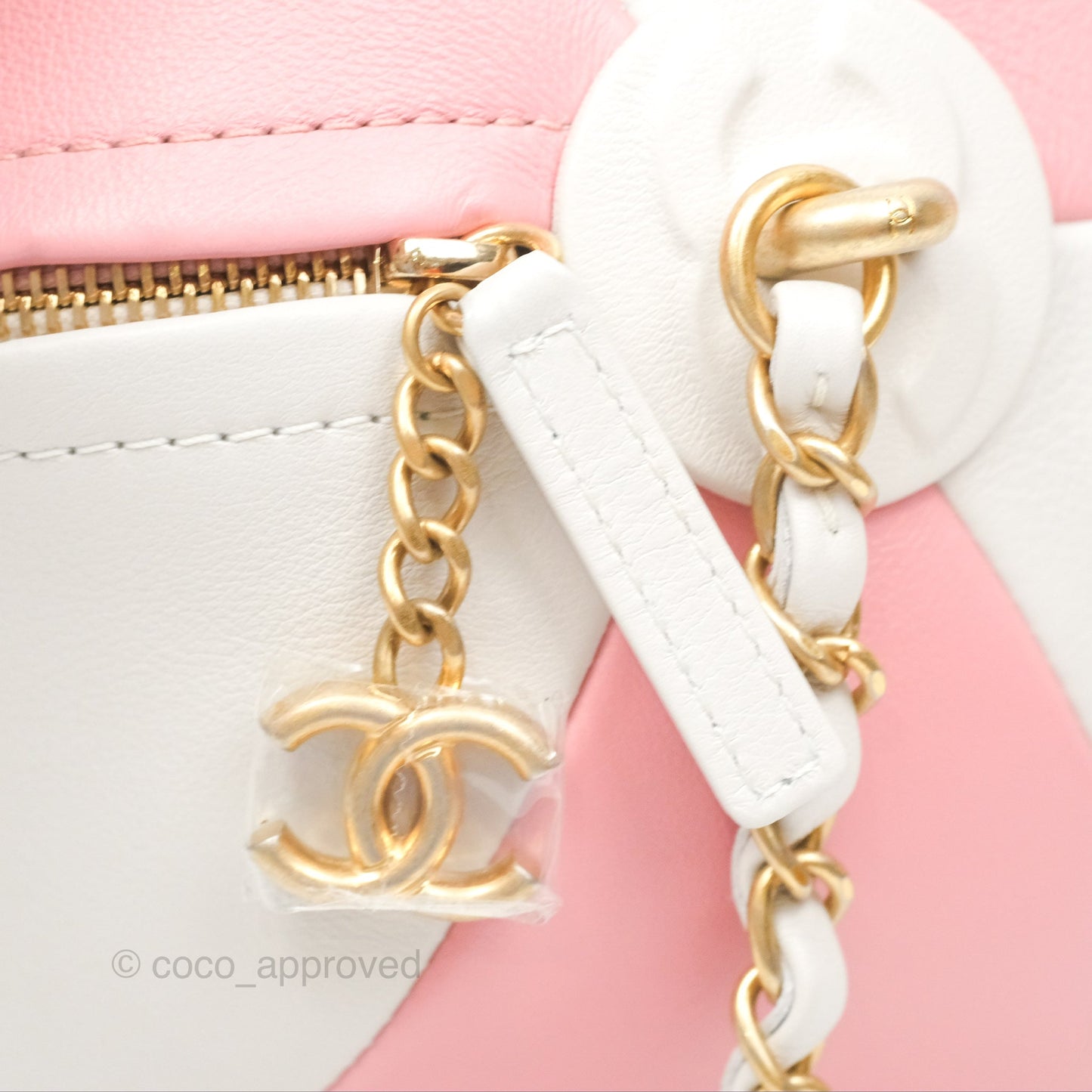 Chanel Coco Beach Ball Pink White Calfskin Gold Hardware