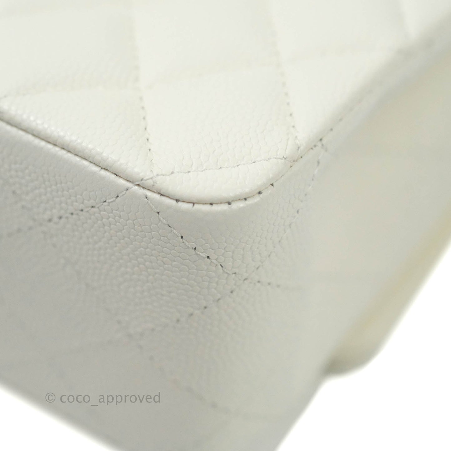 Chanel Classic M/L Medium Double Flap Ivory White Caviar Gold Hardware