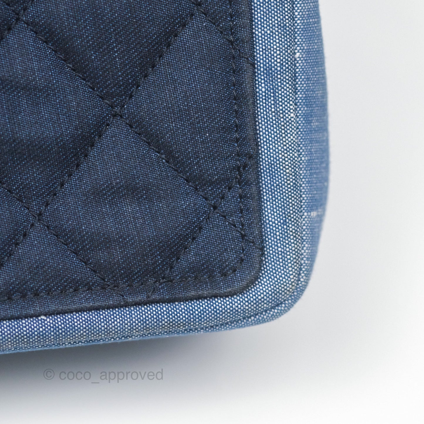 Chanel Quilted Mini Medallion Graphic Denim Blue Silver Hardware