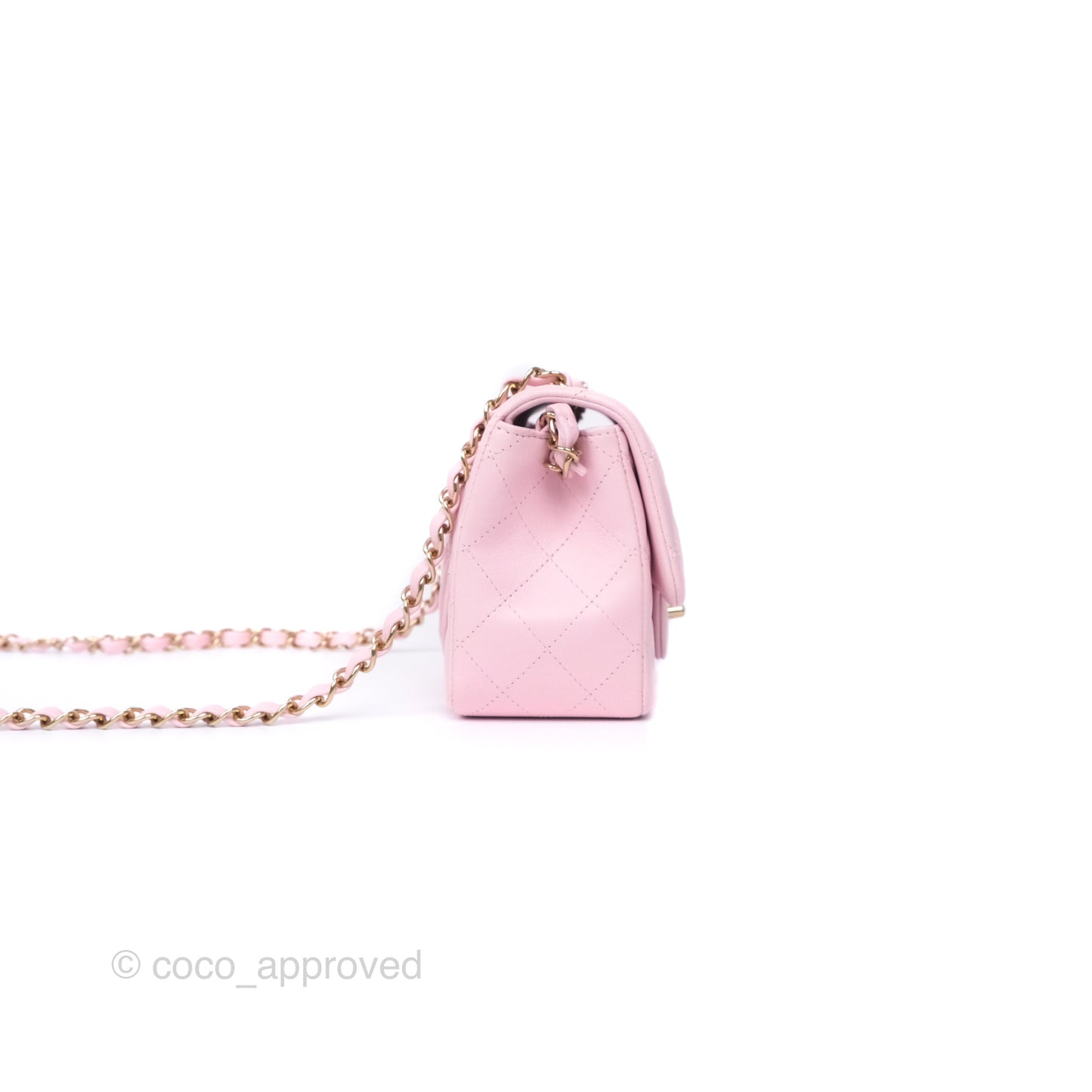 Chanel Mini Square Flap Quilted Pink Lambskin Gold Hardware