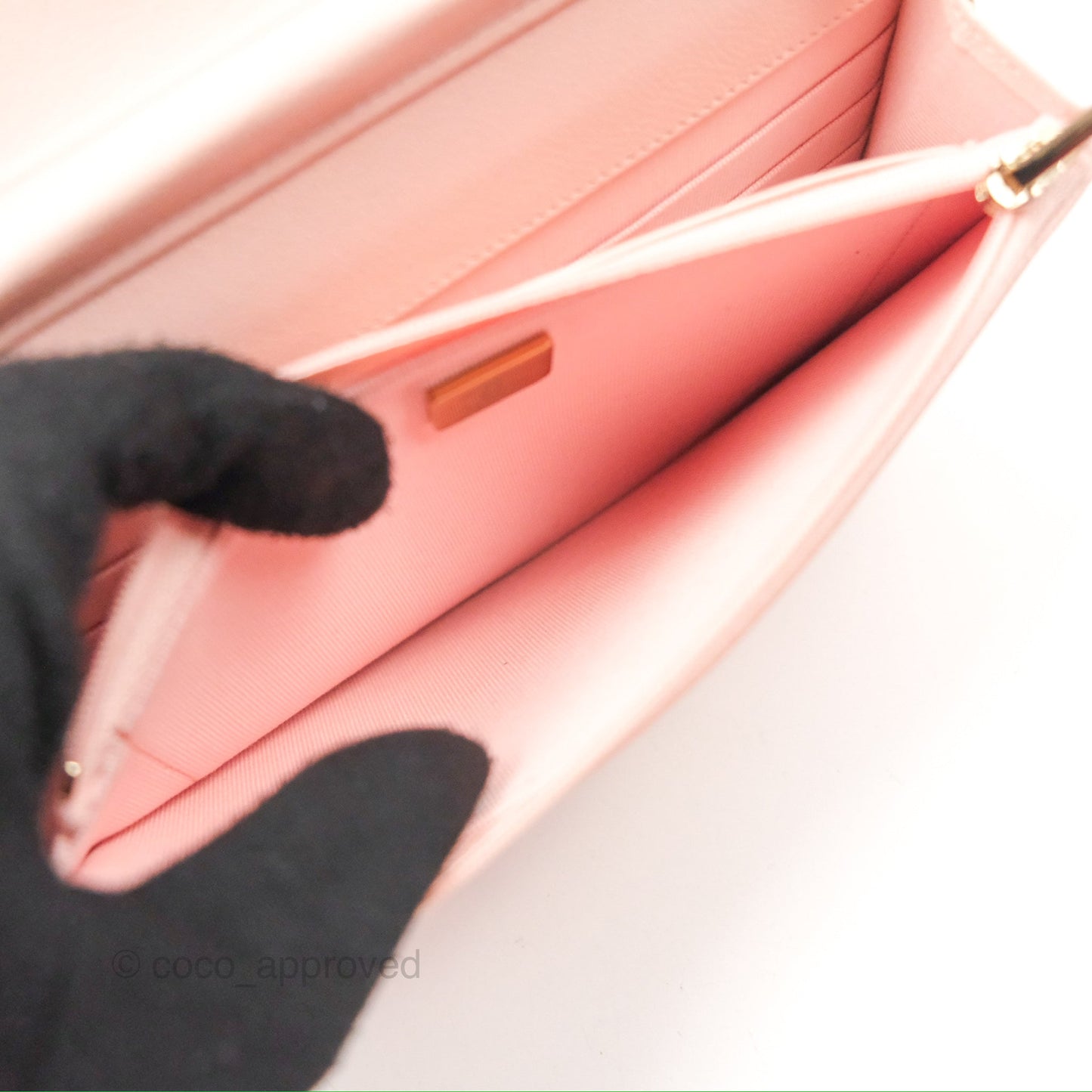 Chanel Quilted Classic Wallet on Chain WOC Light Pink Caviar Gold Hardware