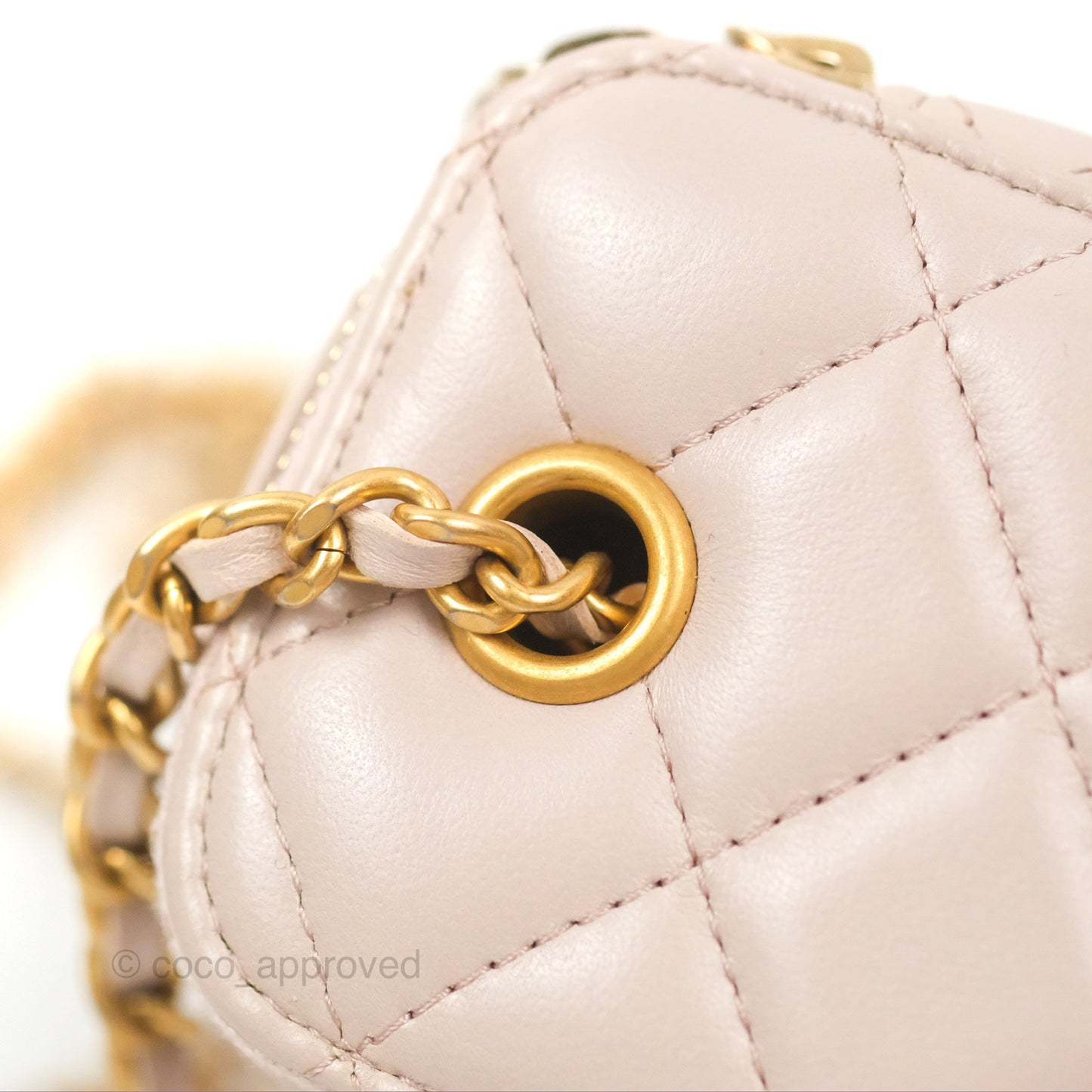 Chanel Classic Pearl Crush Mini Vanity With Chain Lilac Pink Lambskin Aged Gold Hardware
