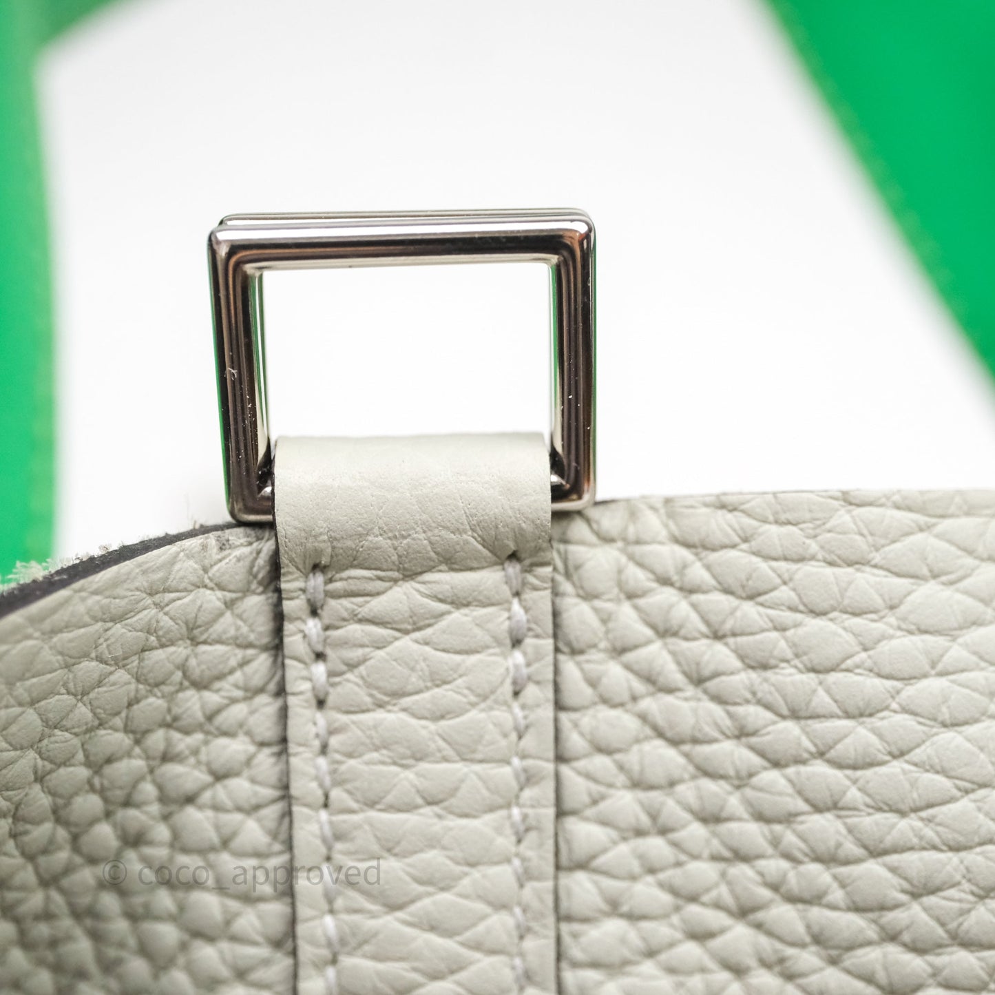 Hermes Picotin 18 Gris Neve/Vert 0V Comics Clemence Palladium Hardware