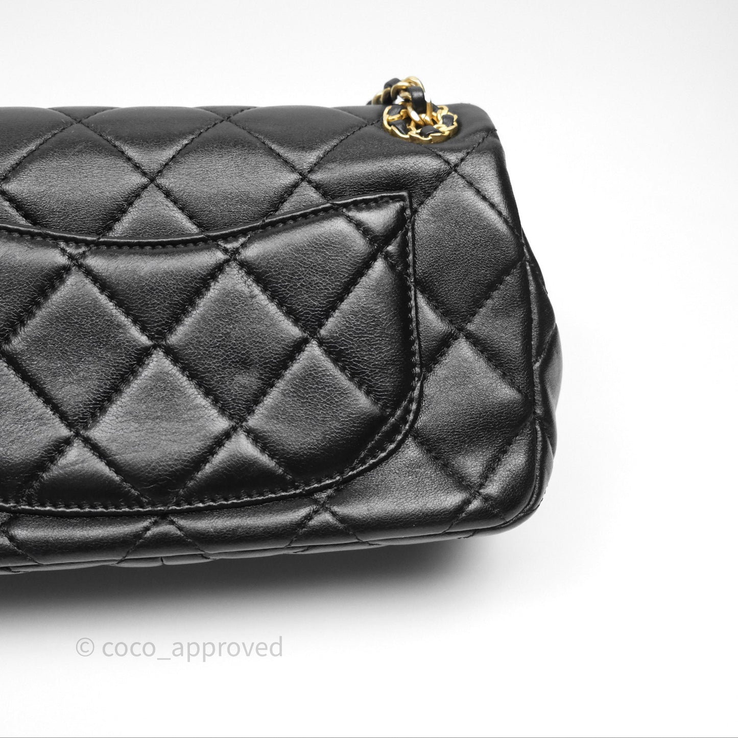 Chanel Flap Bag Black Lambskin Aged Gold Hardware 24P