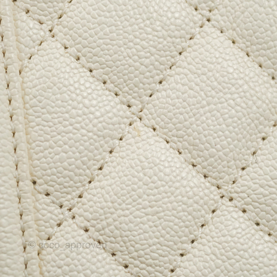 Chanel Small Boy White Caviar Gold Hardware