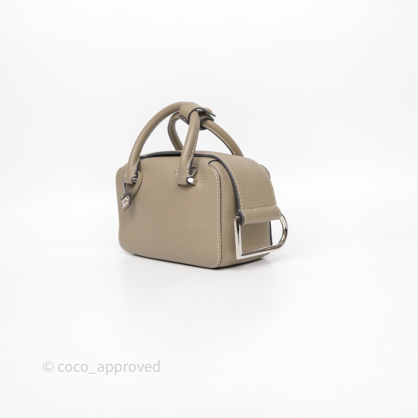 Delvaux Cool Box Nano Ivory Taurillon Soft Grained Calfskin Palladium Hardware