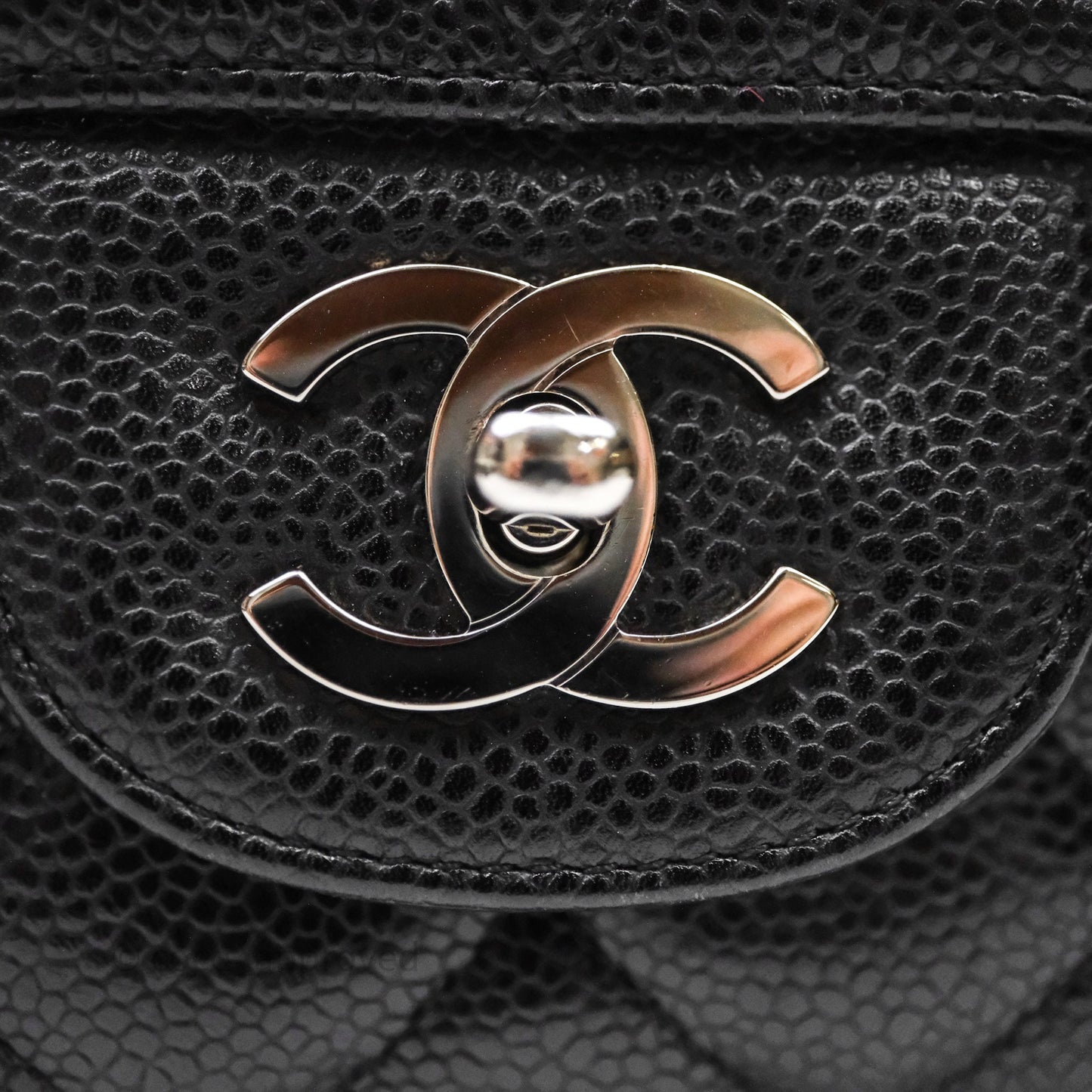 Chanel Jumbo Single Flap Black Caviar Silver Hardware