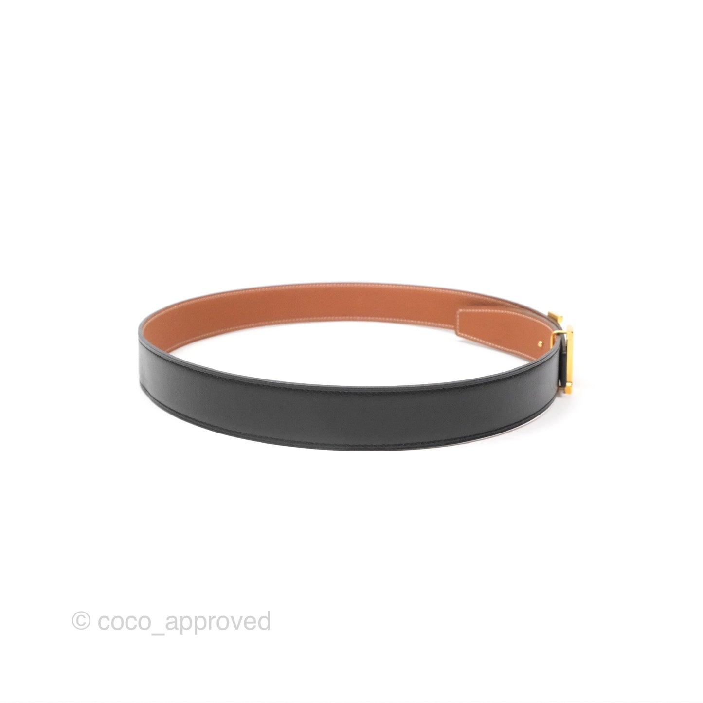 Hermès Martelee H Gold Belt Buckle & Reversible Noir/Gold Togo