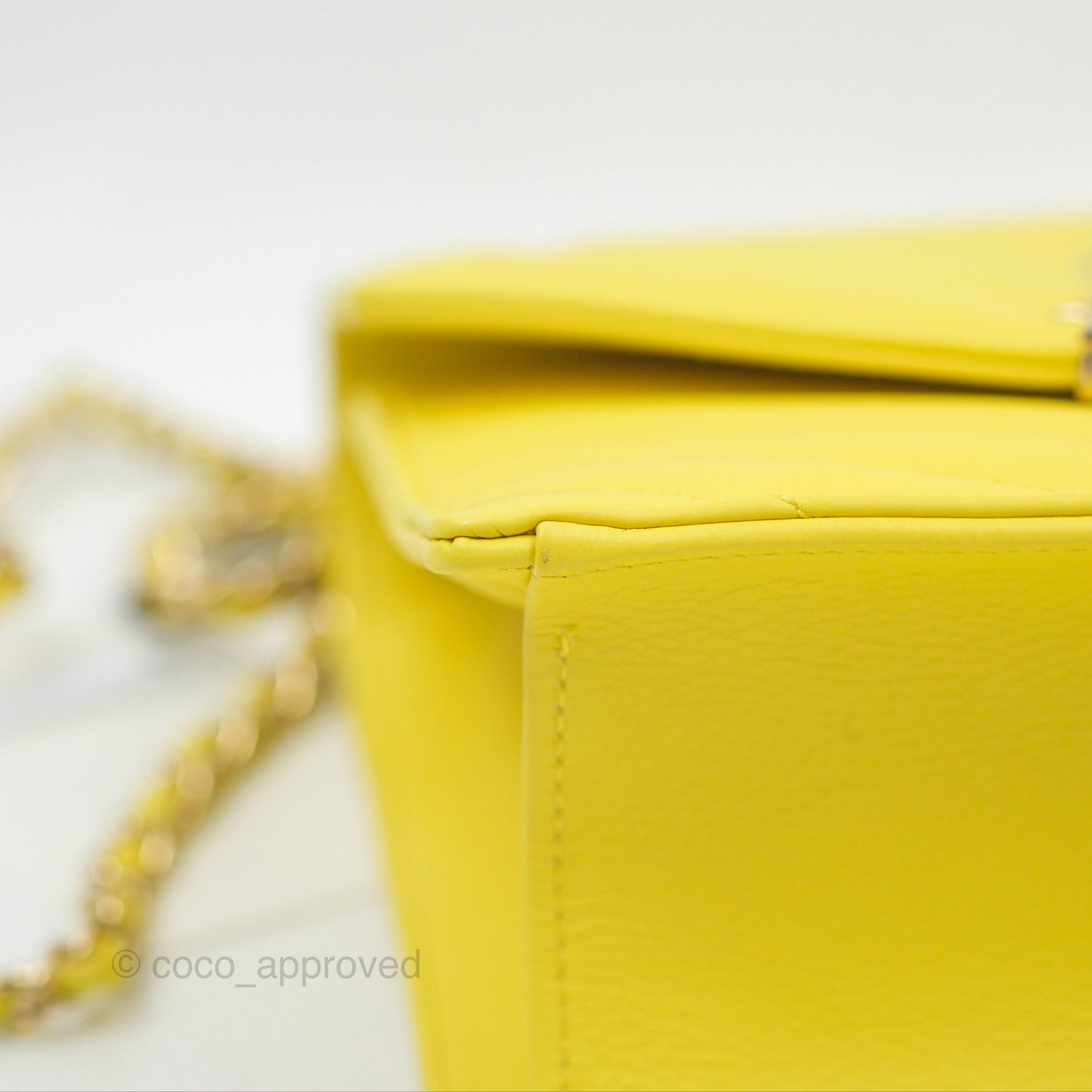 Chanel Chevron Square Envelope Flap Bag Yellow 19C