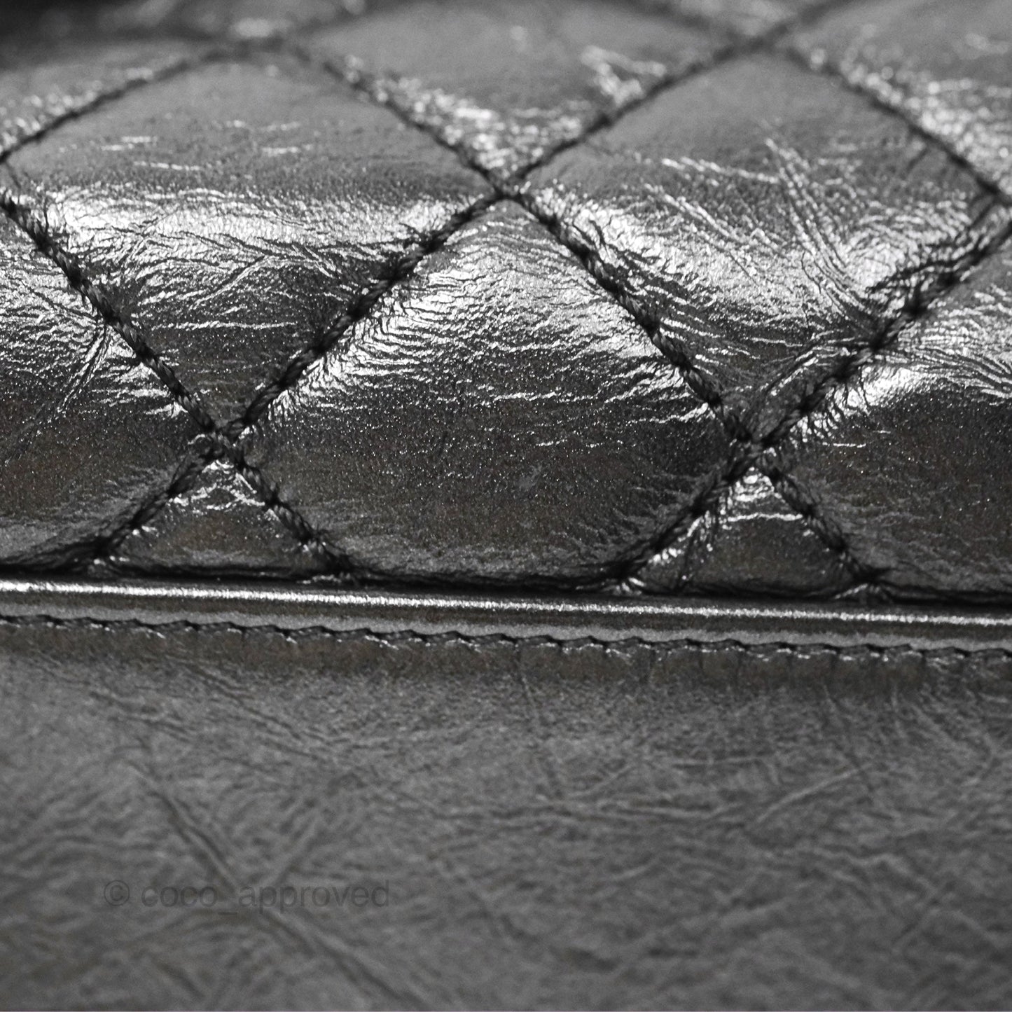 Chanel Medium Coco Handle Quilted Aged Calfskin Iridescent Dark Grey So Black Hardware