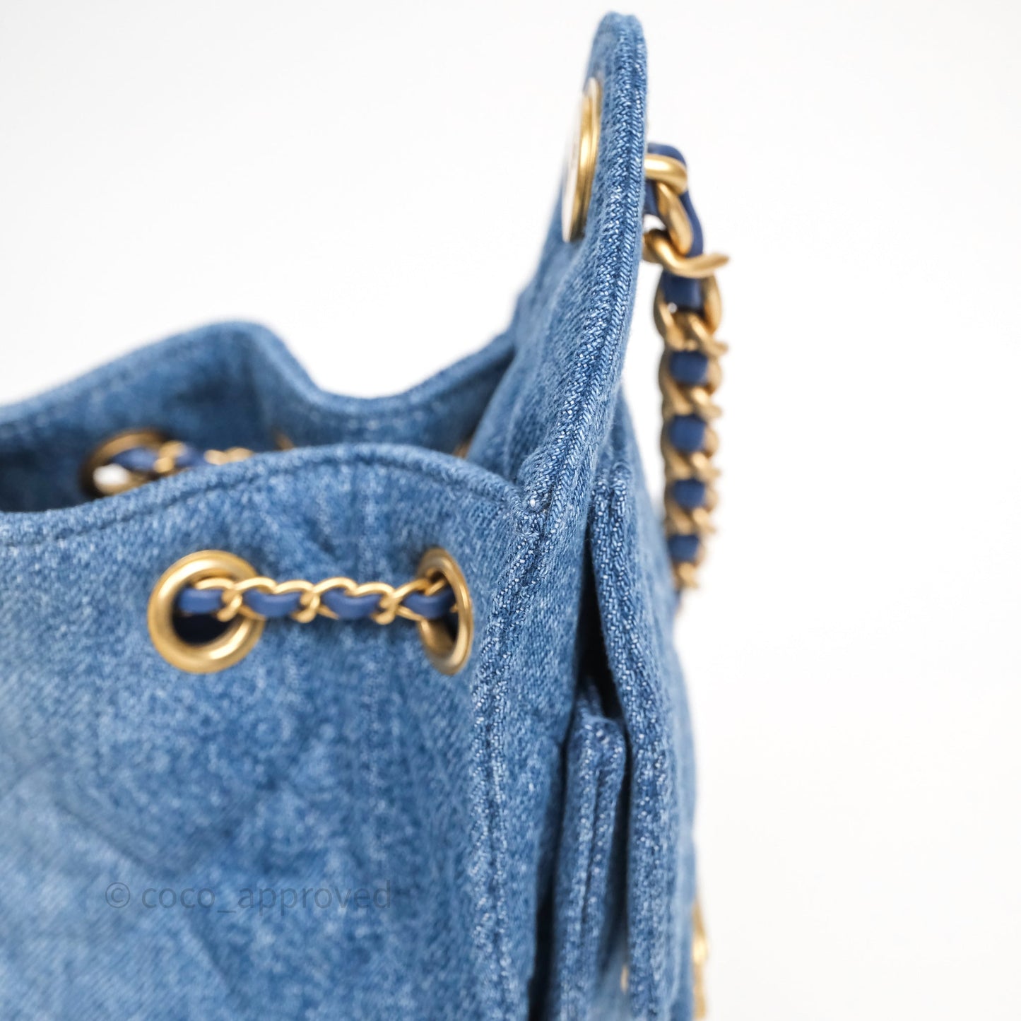 Chanel 25 Mini Washed Denim Aged Gold Hardware