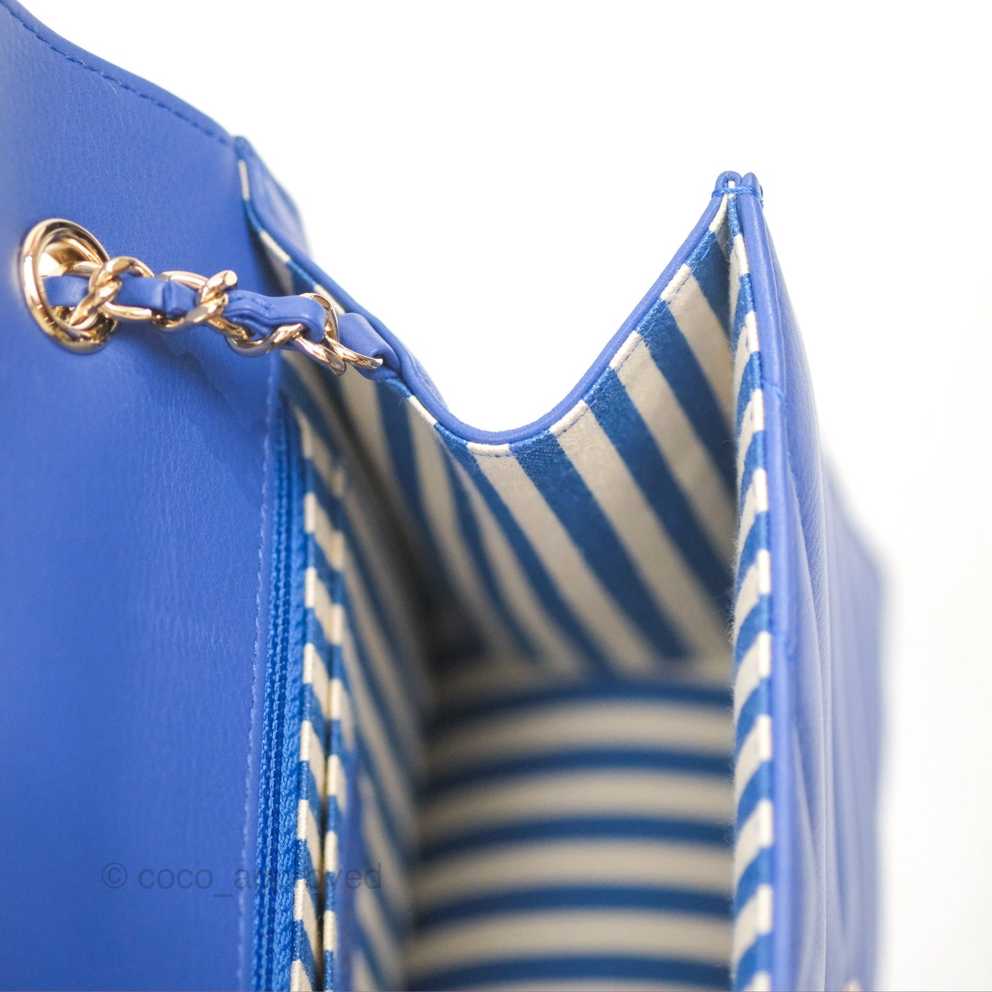 Chanel Chevron Square Envelope Flap Bag Royal Blue 19C