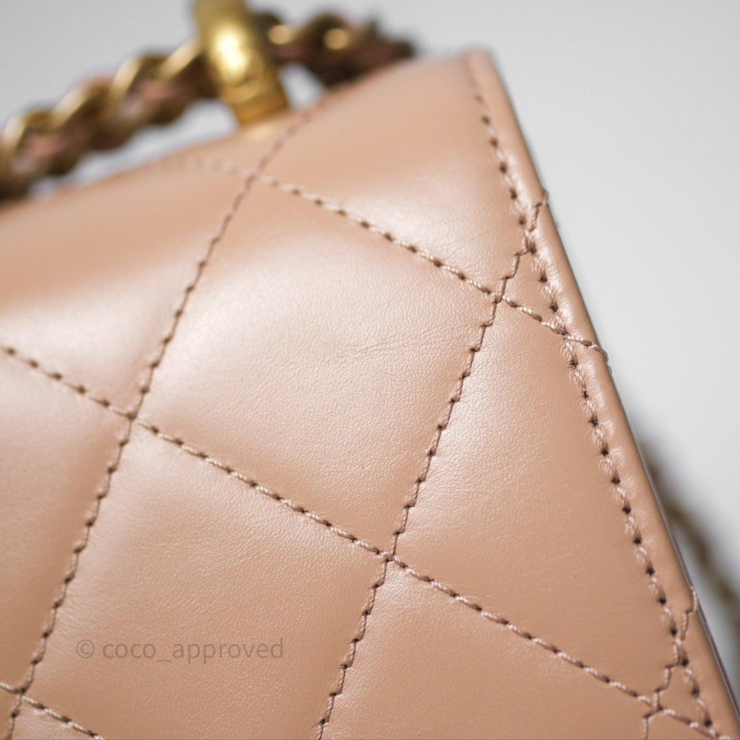 Chanel Quilted Small Perfect Fit Adjustable Beige Calfskin Gold Hardware 21A
