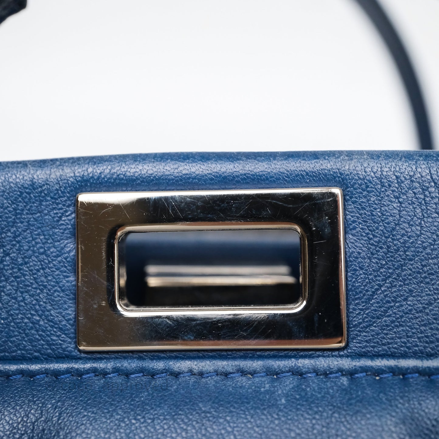 Fendi Nappa Mini Peekaboo Bag Blue Silver Hardware