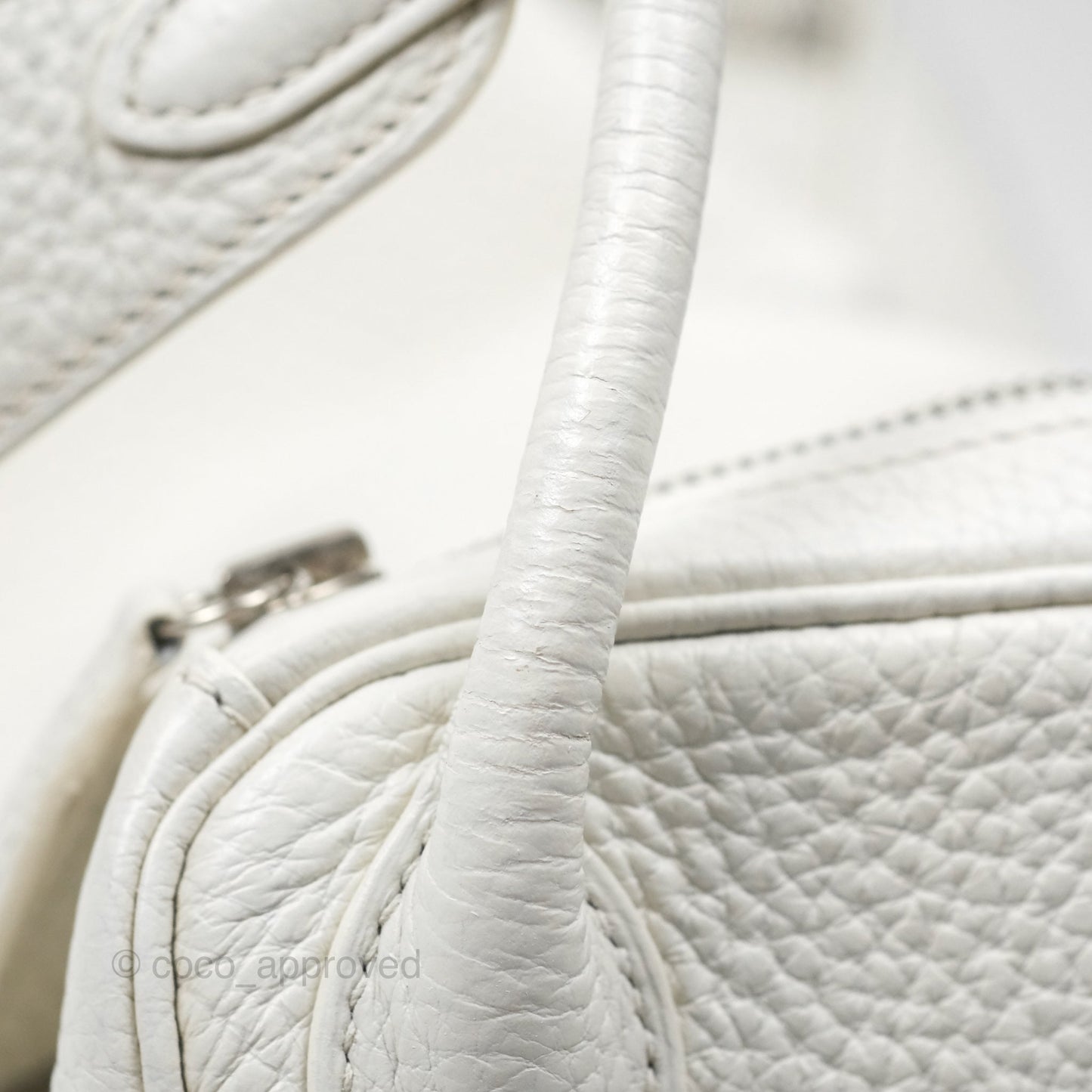 Hermès Lindy 30 White Clemence Palladium Hardware