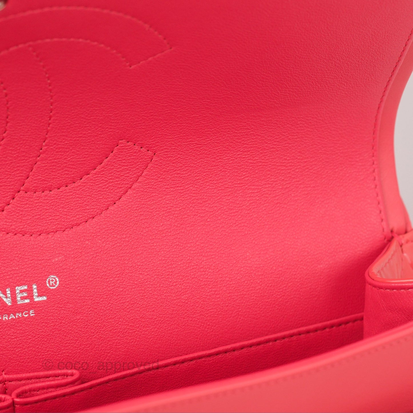 Chanel Jumbo Double Flap Coral Pink Patent Silver Hardware⁣⁣