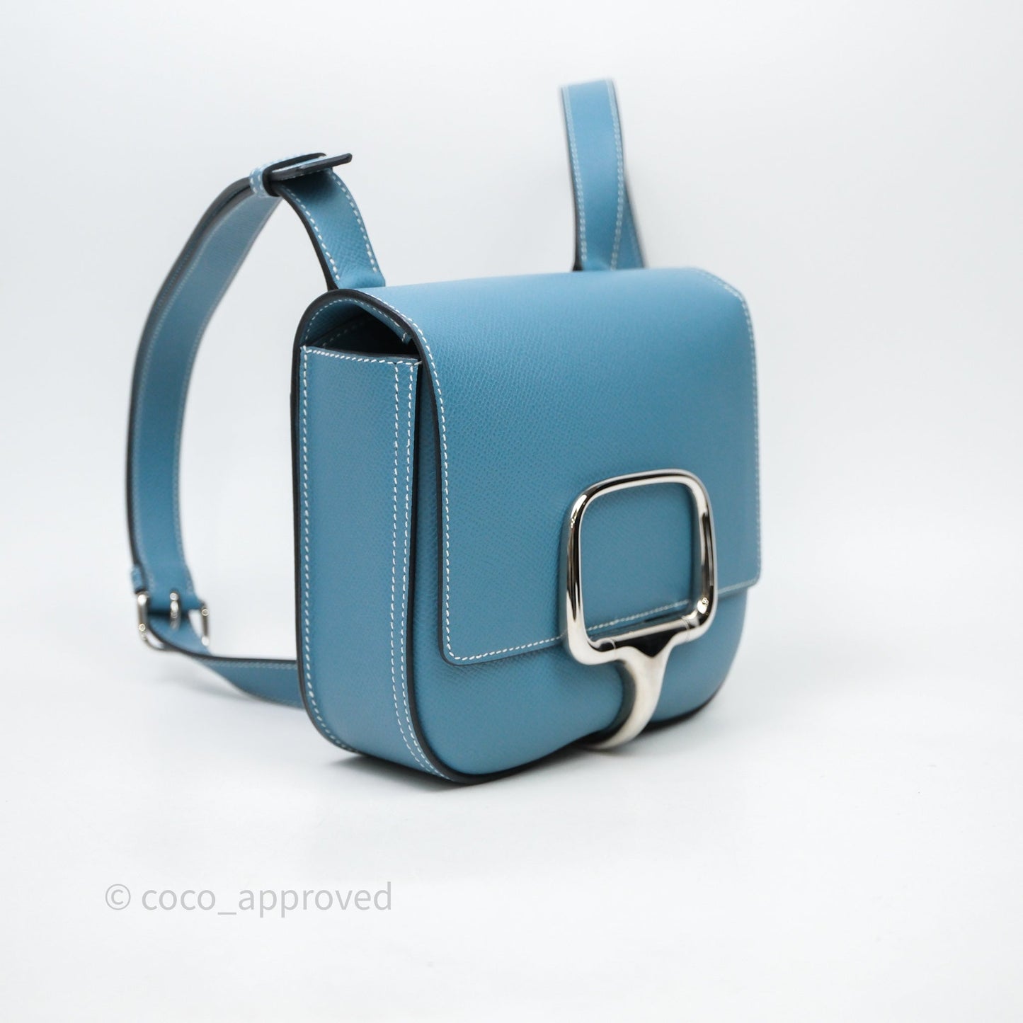Hermès Della Cavalleria Mini II Bag 18 New Bleu Jean 75 Epsom Palladium Hardware
