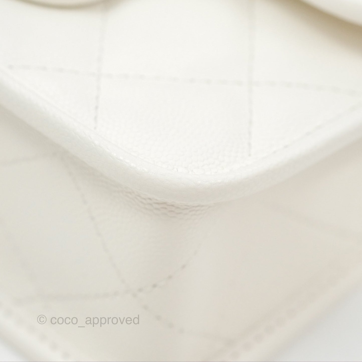 Chanel Mini School Memory Top Handle Flap White Caviar 22K